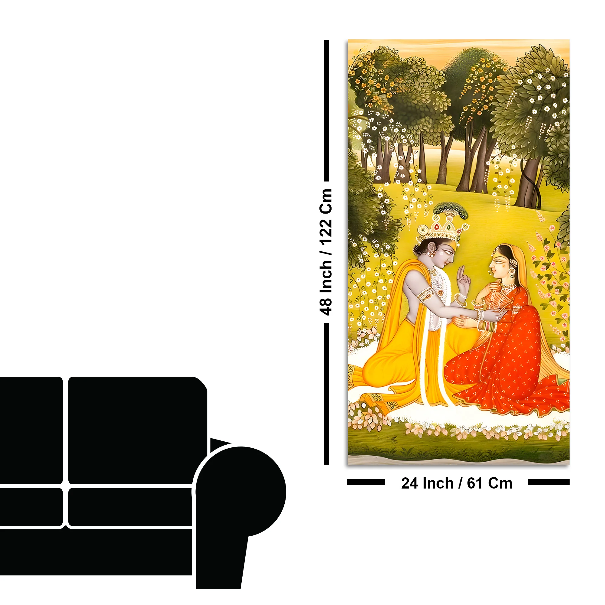 Indian Traditional Radha Krishna Canvas Painting | Elegant Pichwai Home Wall Decor - Image 8