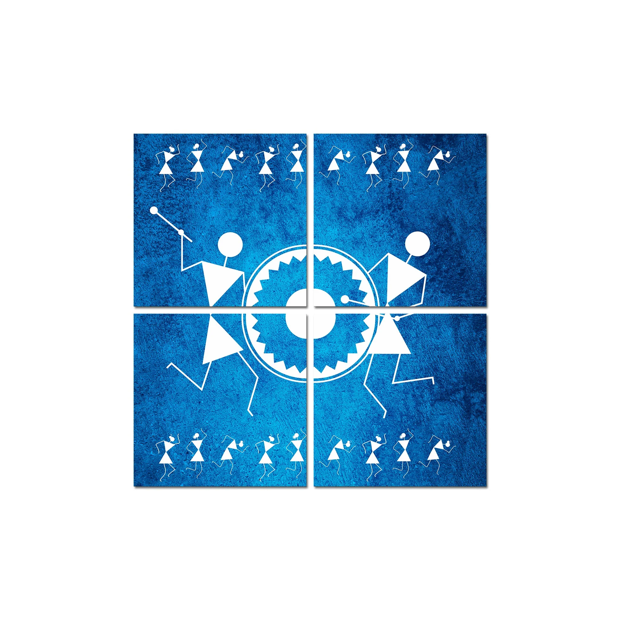 Indian Tribal Warli Art Wall Hanging Painting, 4 Pieces - Image 4
