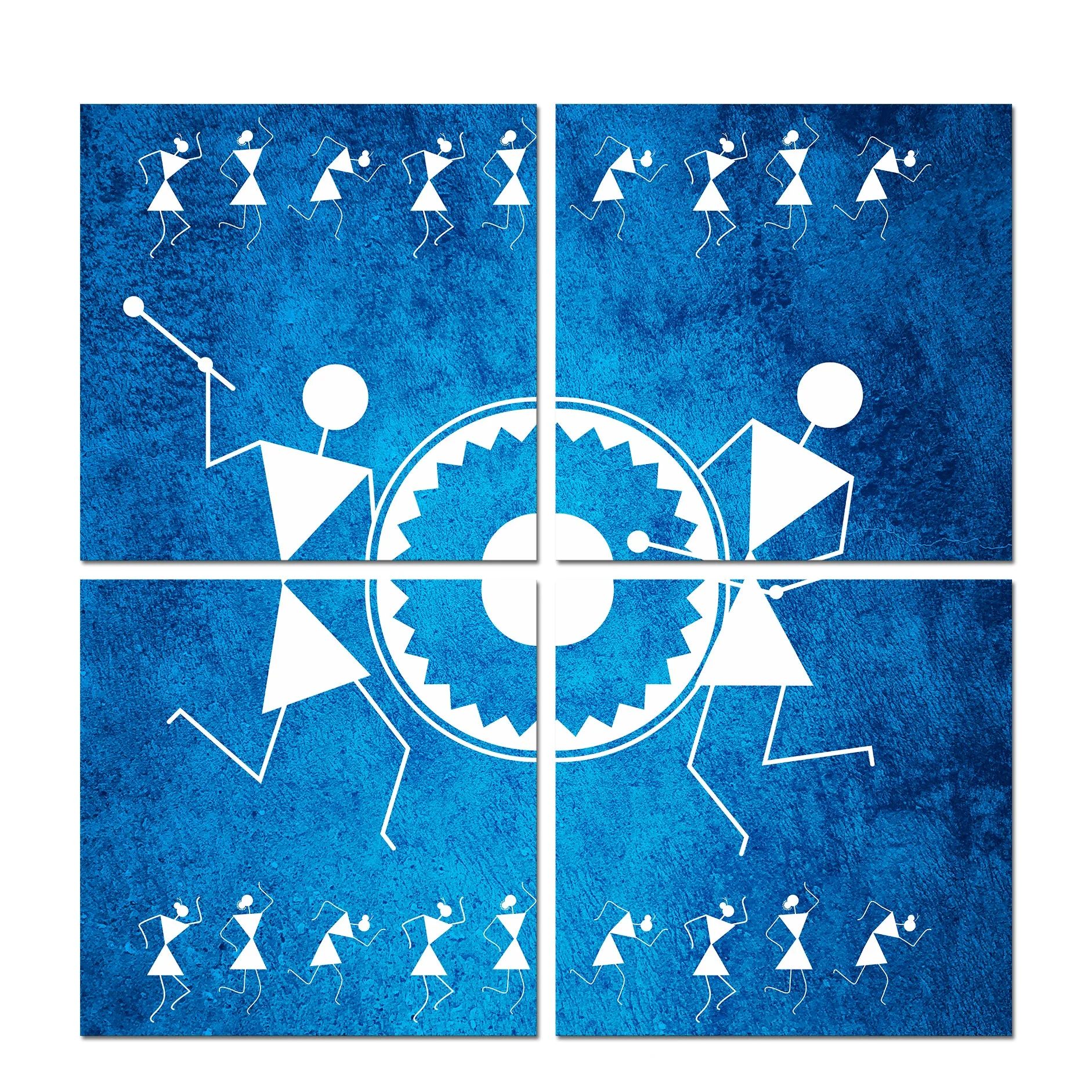 Indian Tribal Warli Art Wall Hanging Painting, 4 Pieces - Image 5