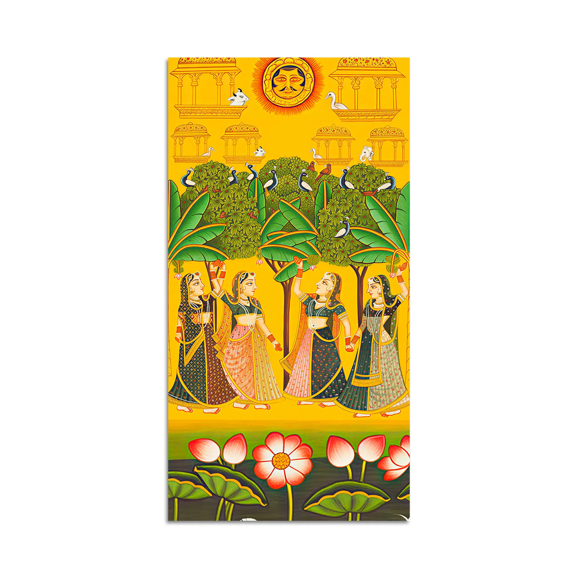 Indian Village Scene Canvas Painting | Traditional Ethnic Wall Art - Image 4