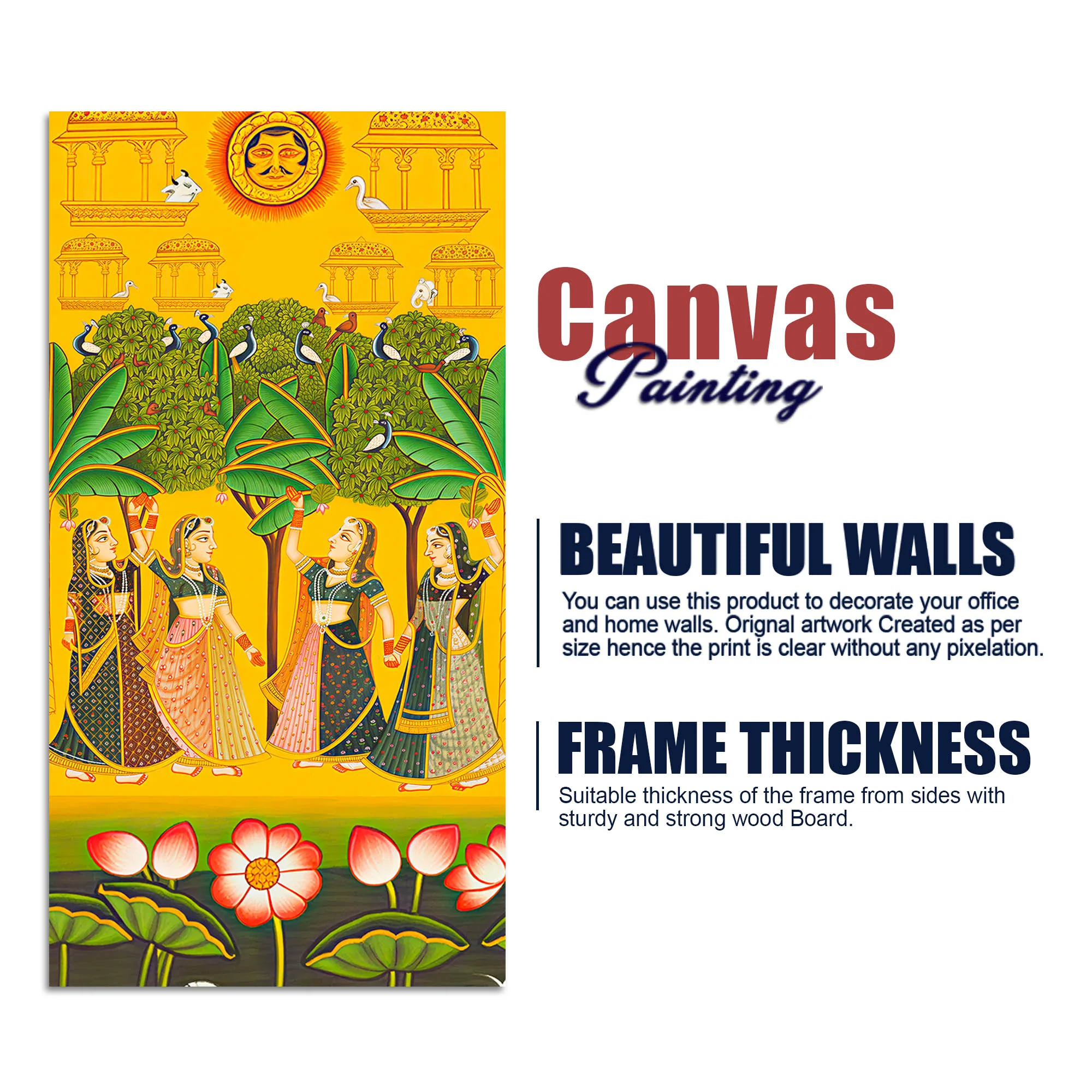 Indian Village Scene Canvas Painting | Traditional Ethnic Wall Art - Image 7