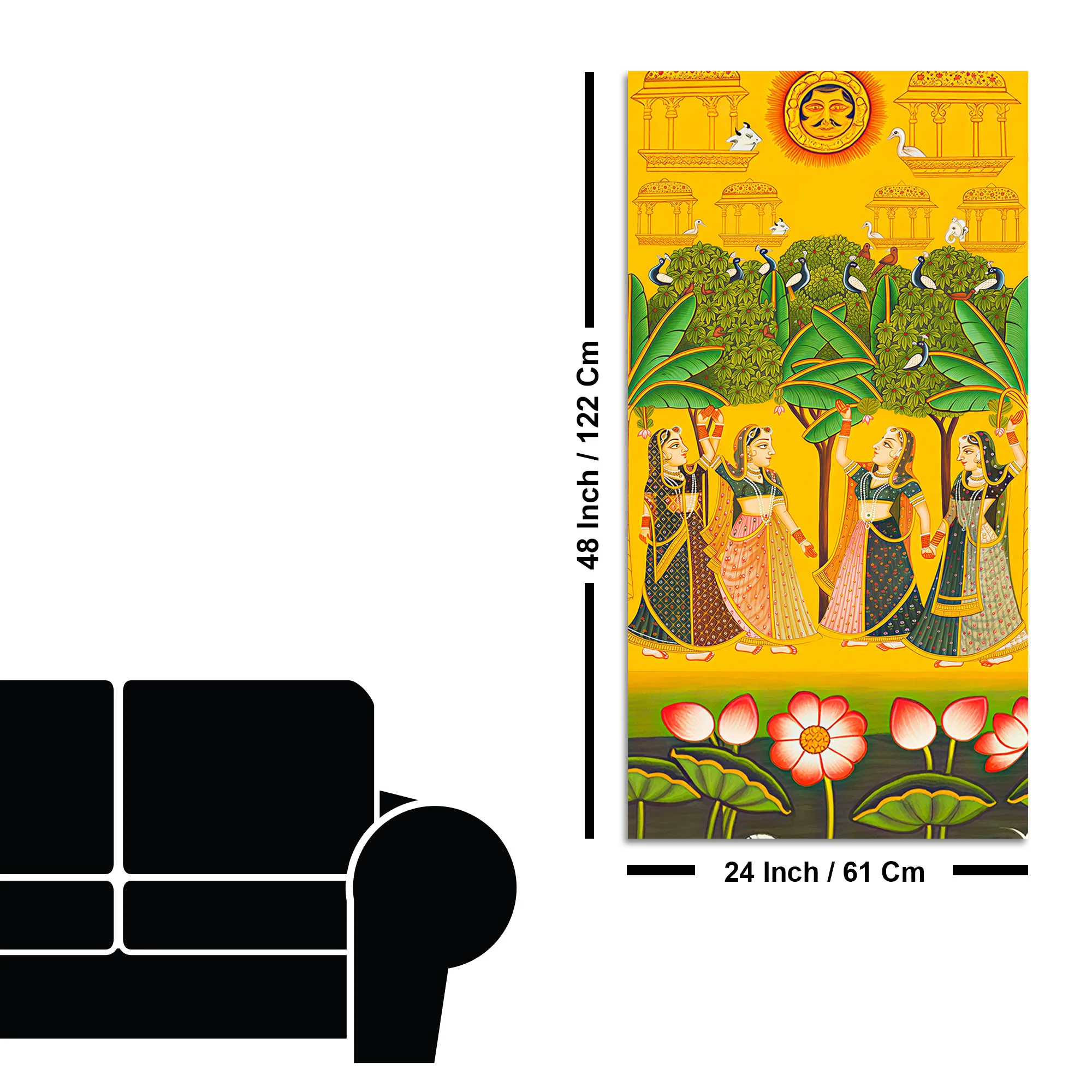 Indian Village Scene Canvas Painting | Traditional Ethnic Wall Art - Image 8