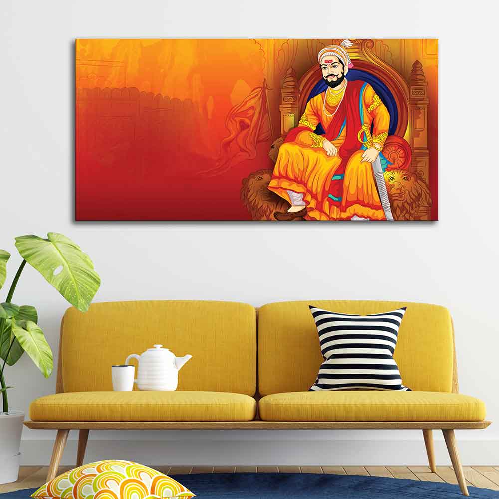Indian Warrior Chhatrapati Shivaji Maharaj Wall Painting - Image 3