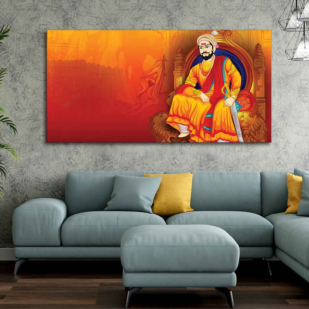 Indian Warrior Chhatrapati Shivaji Maharaj Wall Painting - Image 4