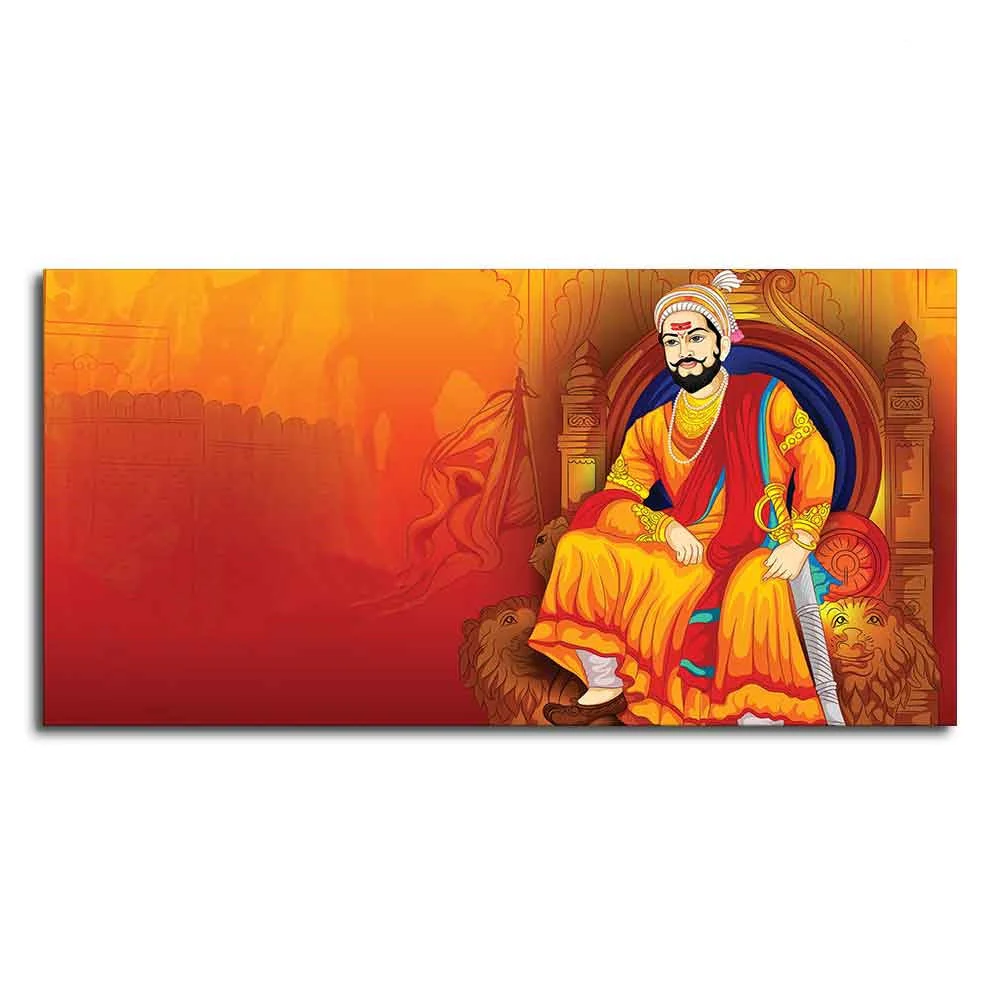 Indian Warrior Chhatrapati Shivaji Maharaj Wall Painting - Image 5