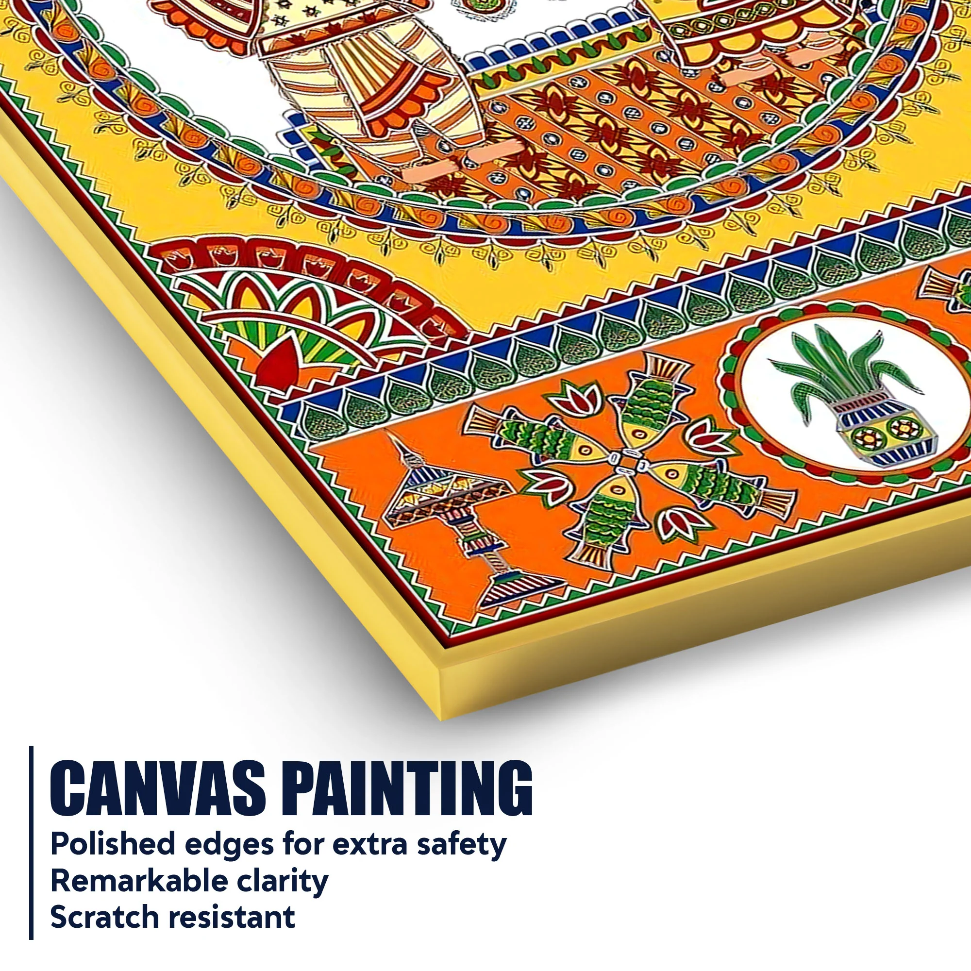 Indian Wedding Madhubani Canvas Painting for Home Wall Decor - Image 4