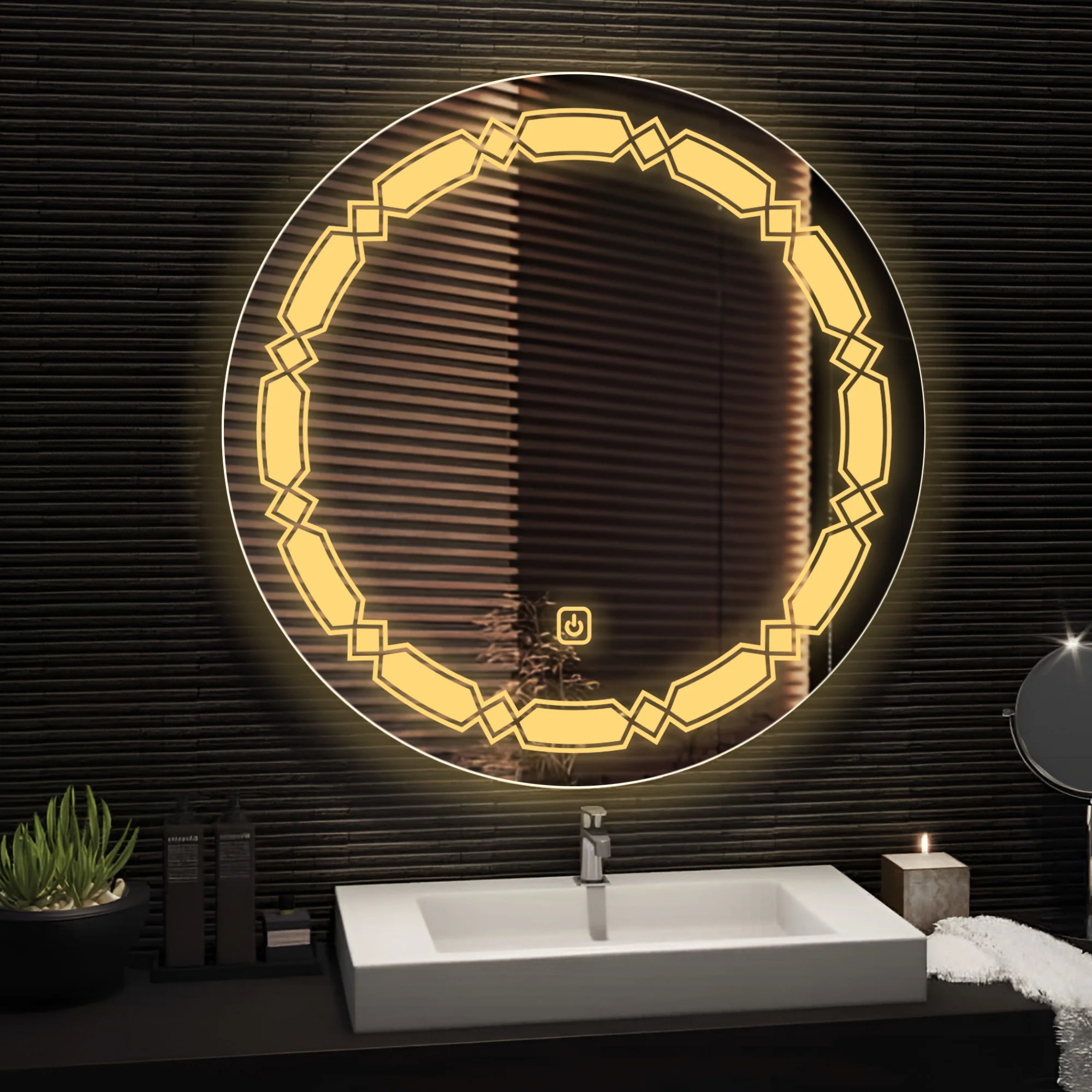 Infinity Round Pattern Shaped LED Bathroom Wall Mirror - Image 3