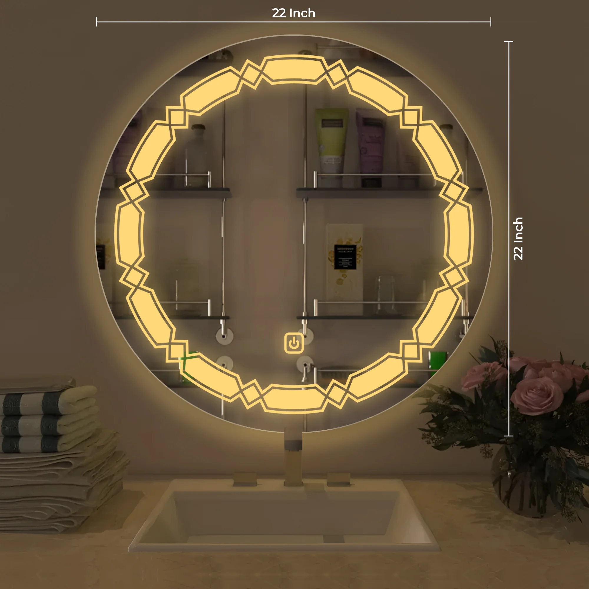 Infinity Round Pattern Shaped LED Bathroom Wall Mirror - Image 4