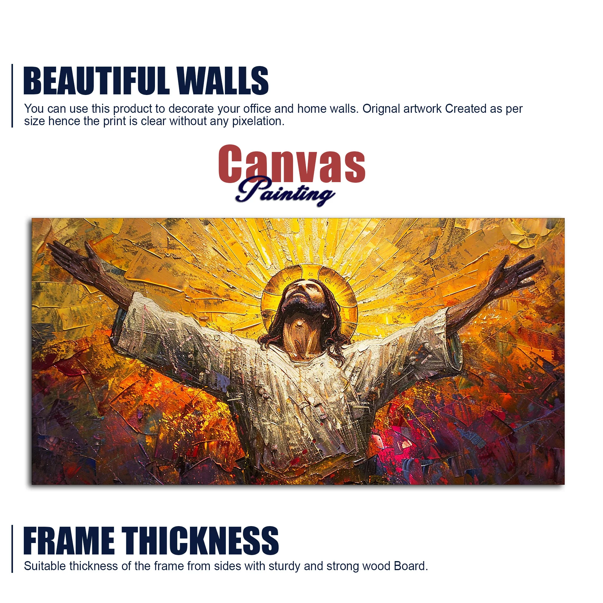 Inspiring Jesus Christ Canvas Wooden Canvas Wall Painting - Image 5