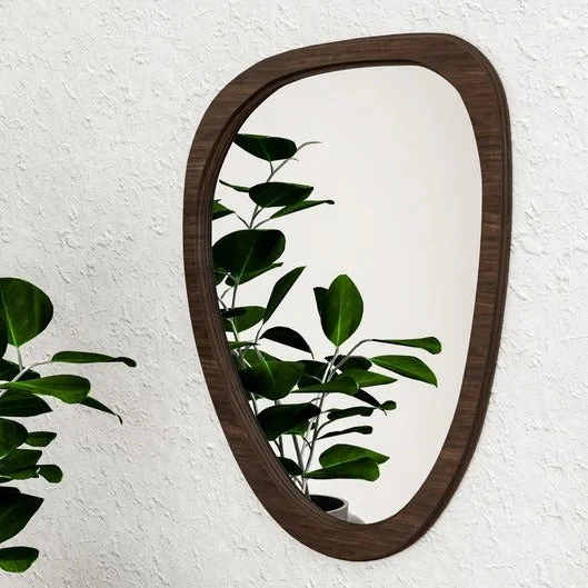 Irregular Wooden Wall Mirror | Modern Organic Shape Home Décor 3-Piece - Image 4