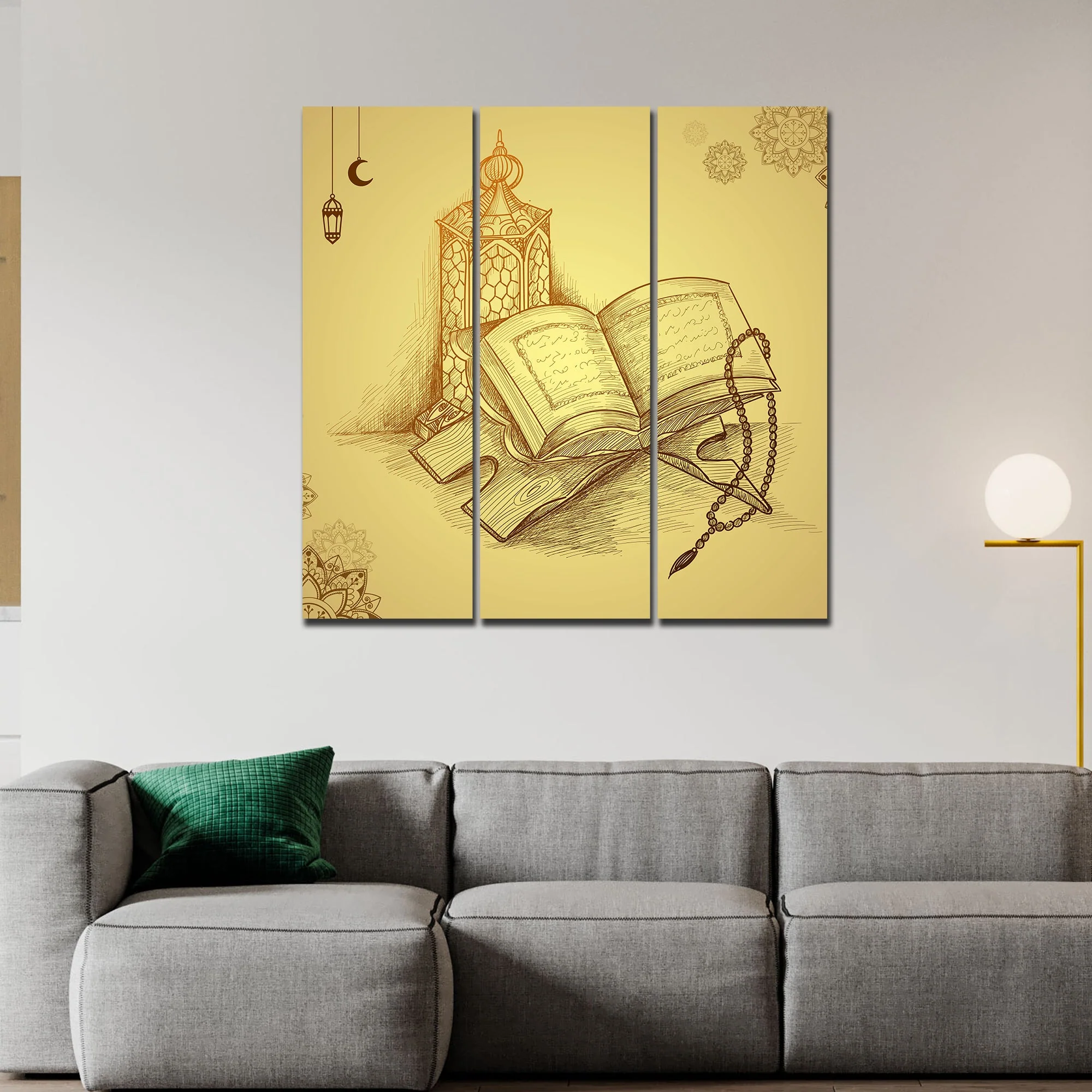 Islamic Holy Book Quran Wall Painting Set of 3 - Image 2