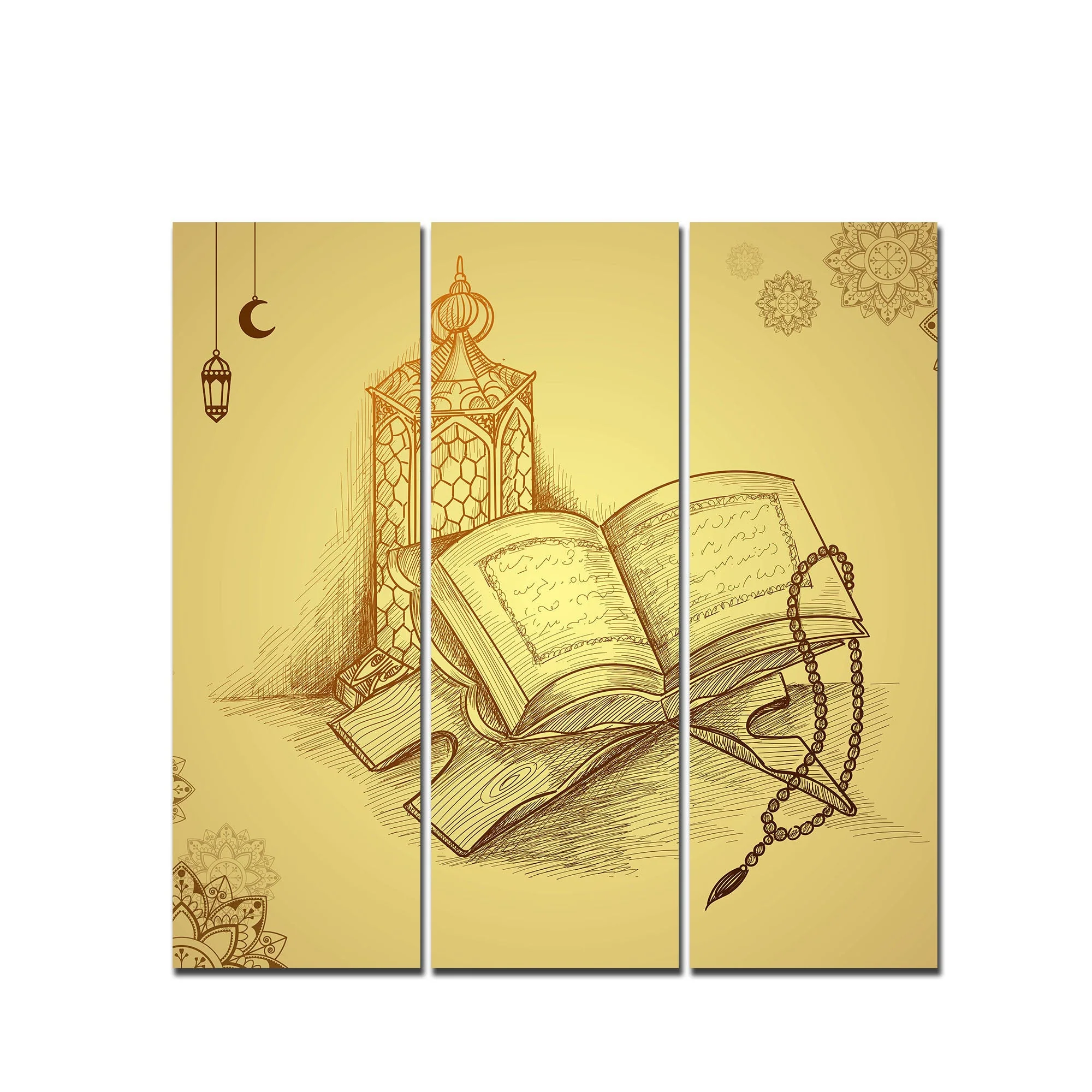 Islamic Holy Book Quran Wall Painting Set of 3 - Image 4