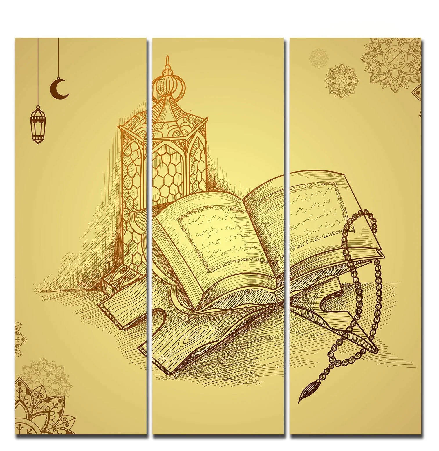 Islamic Holy Book Quran Wall Painting Set of 3 - Image 5
