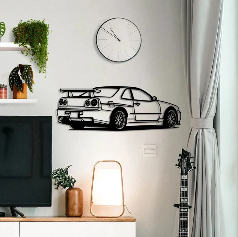 JDM Sports Car Metal Wall Hanging for Wall Décor