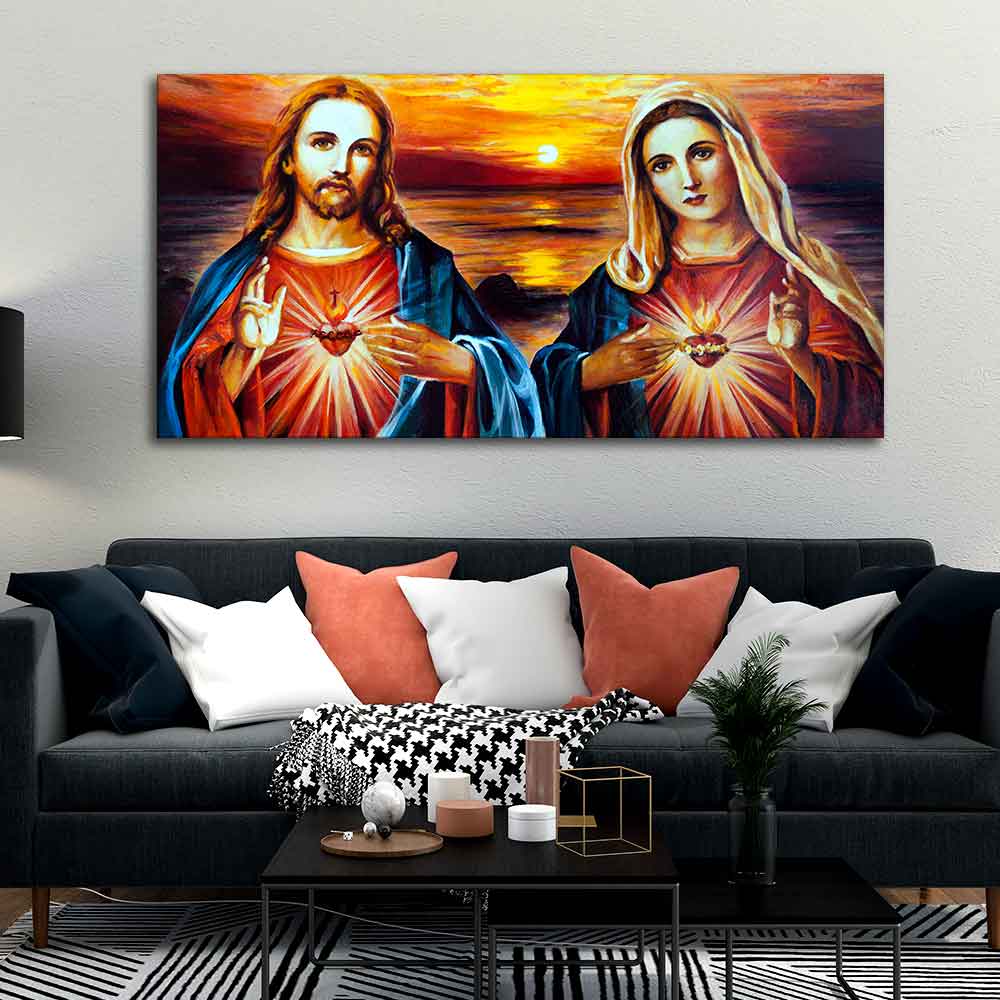 Jesus Christ and Mary Canvas Wall Painting - Image 3