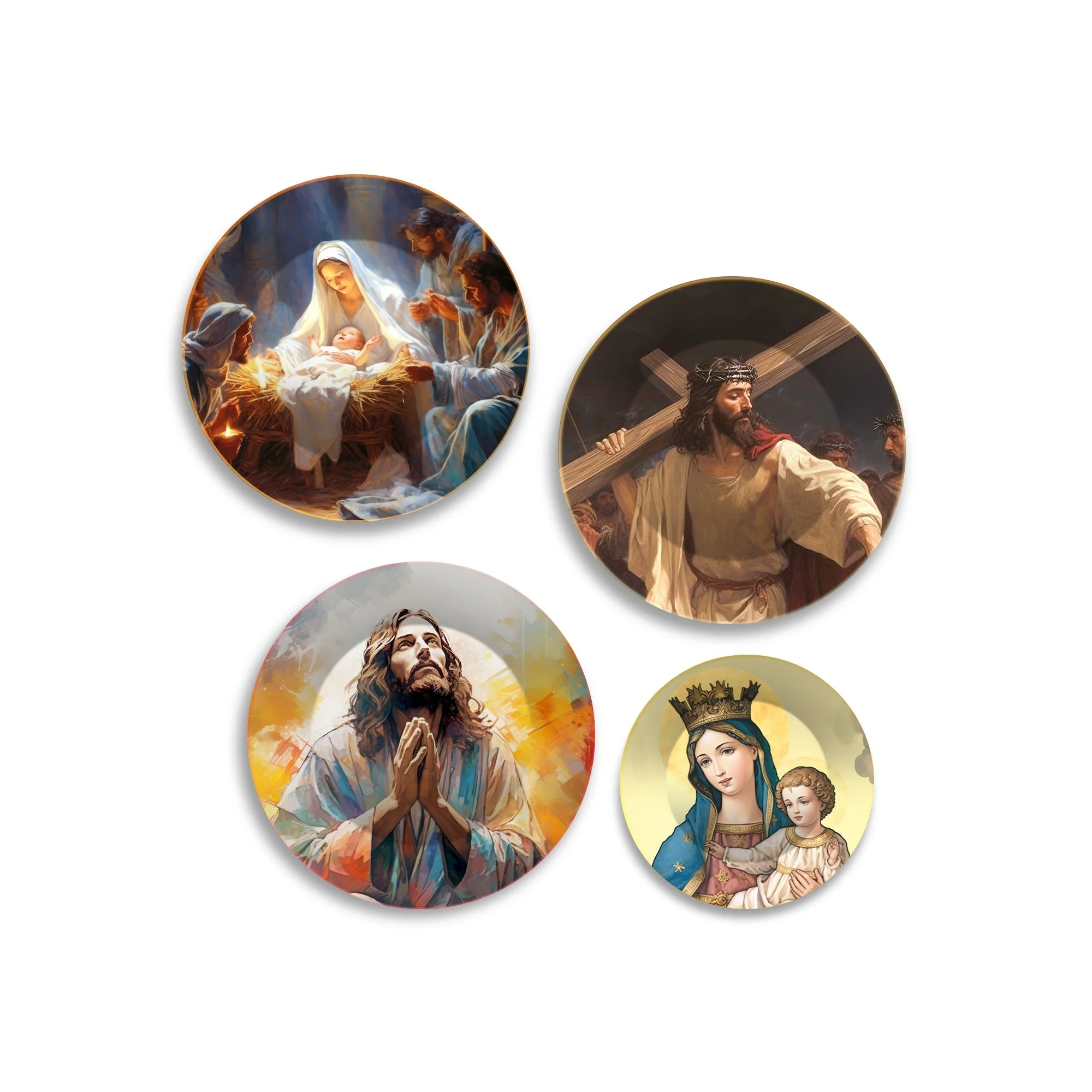Jesus Christ Premium Wall Plates Painting Set of Four - Image 4