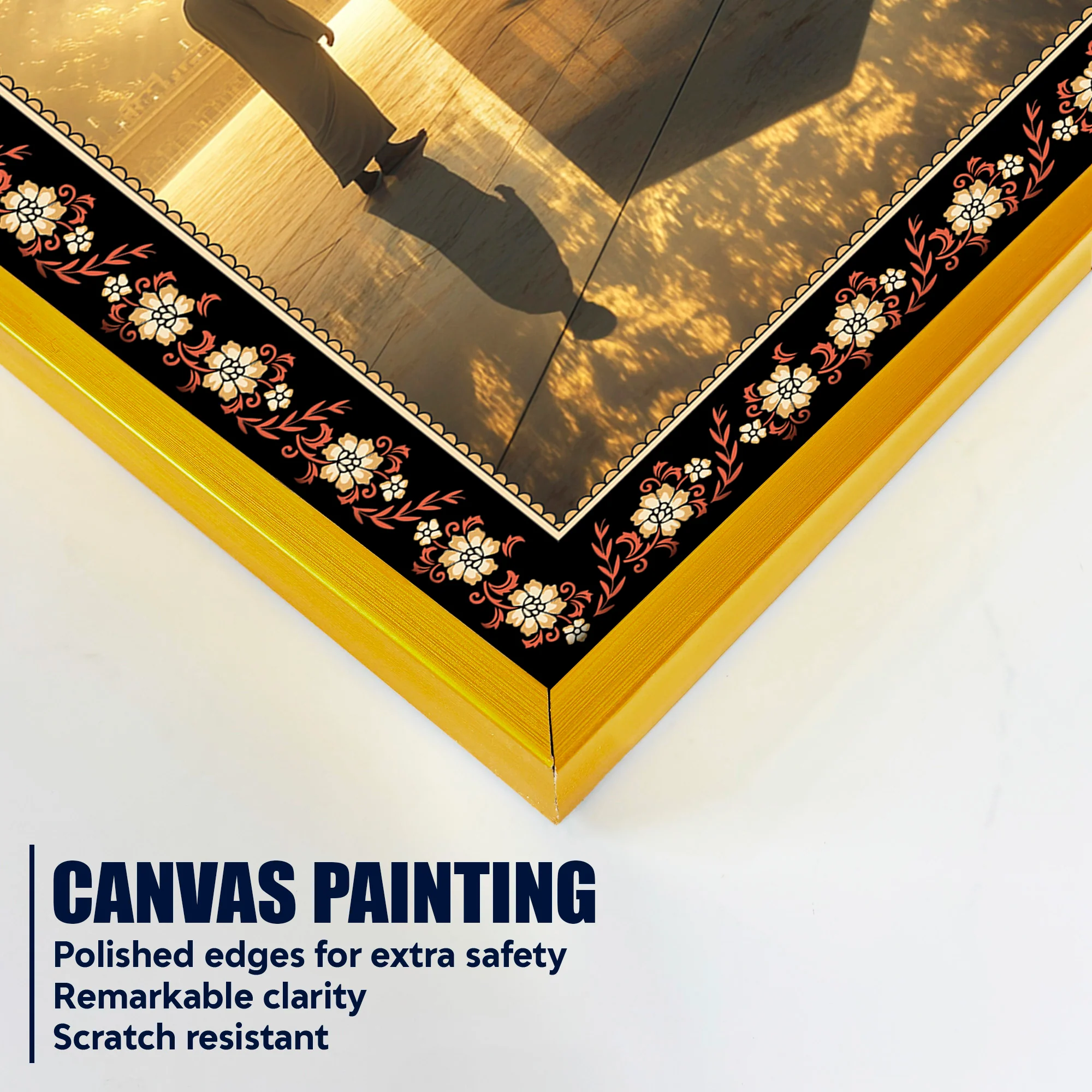 Kaaba at Mecca in Sunrise Floral Border Vertical Wall Painting - Image 5
