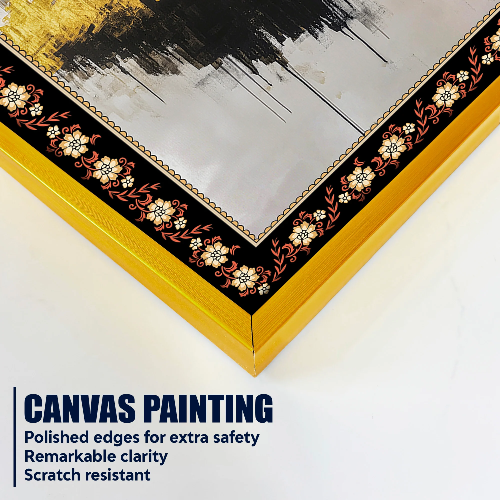 Kaaba Symbol of Unity Floral Border Vertical Wall Painting - Image 5