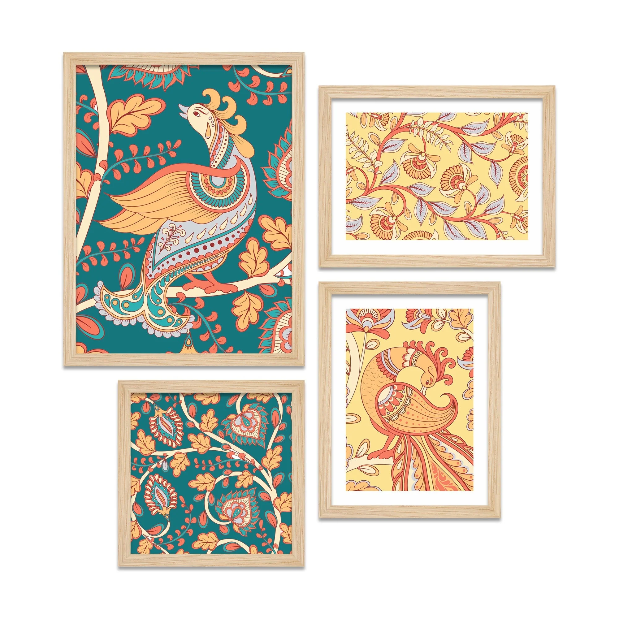 Kalamkari Textile Traditional Art Wall Frame Set of Four - Image 4