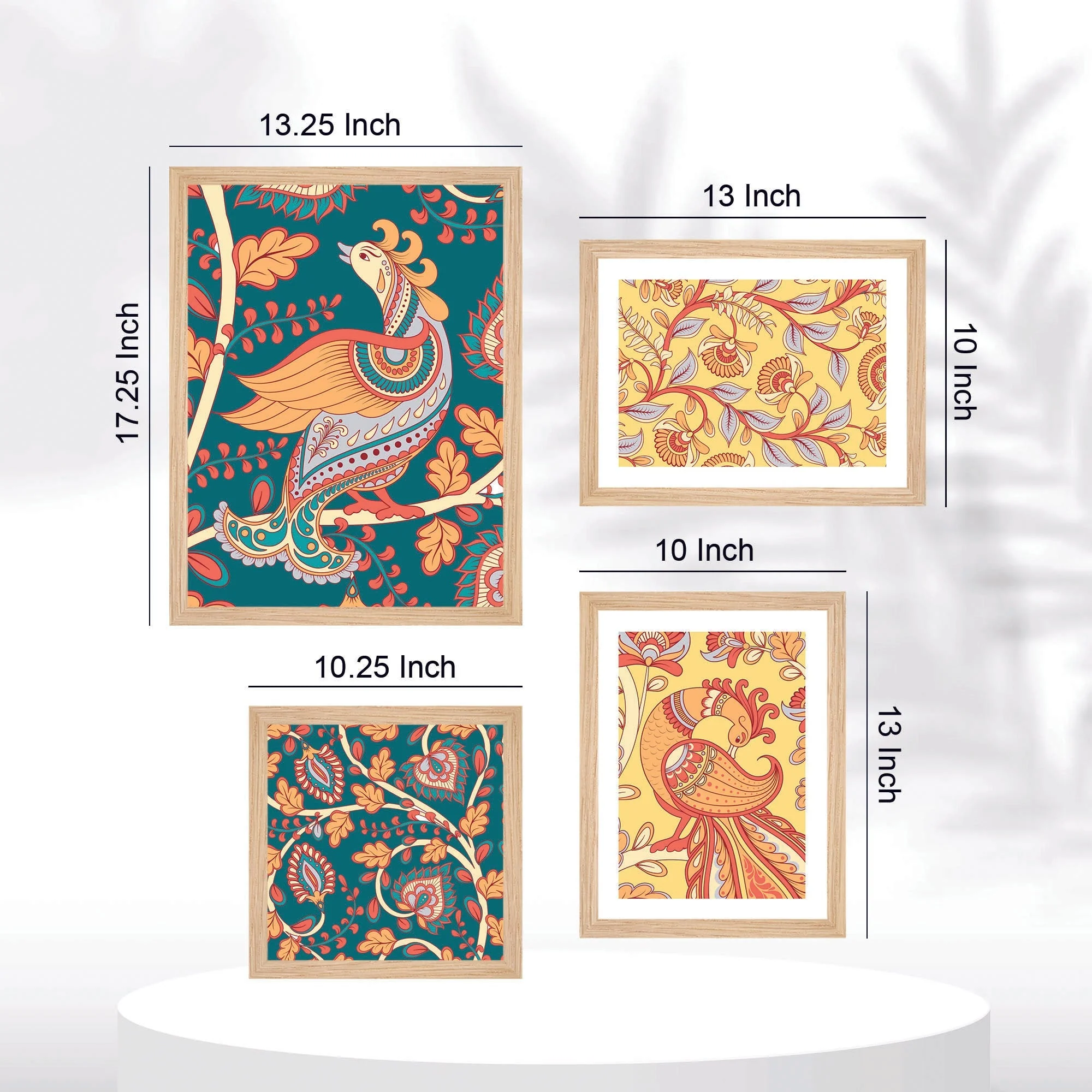 Kalamkari Textile Traditional Art Wall Frame Set of Four - Image 6