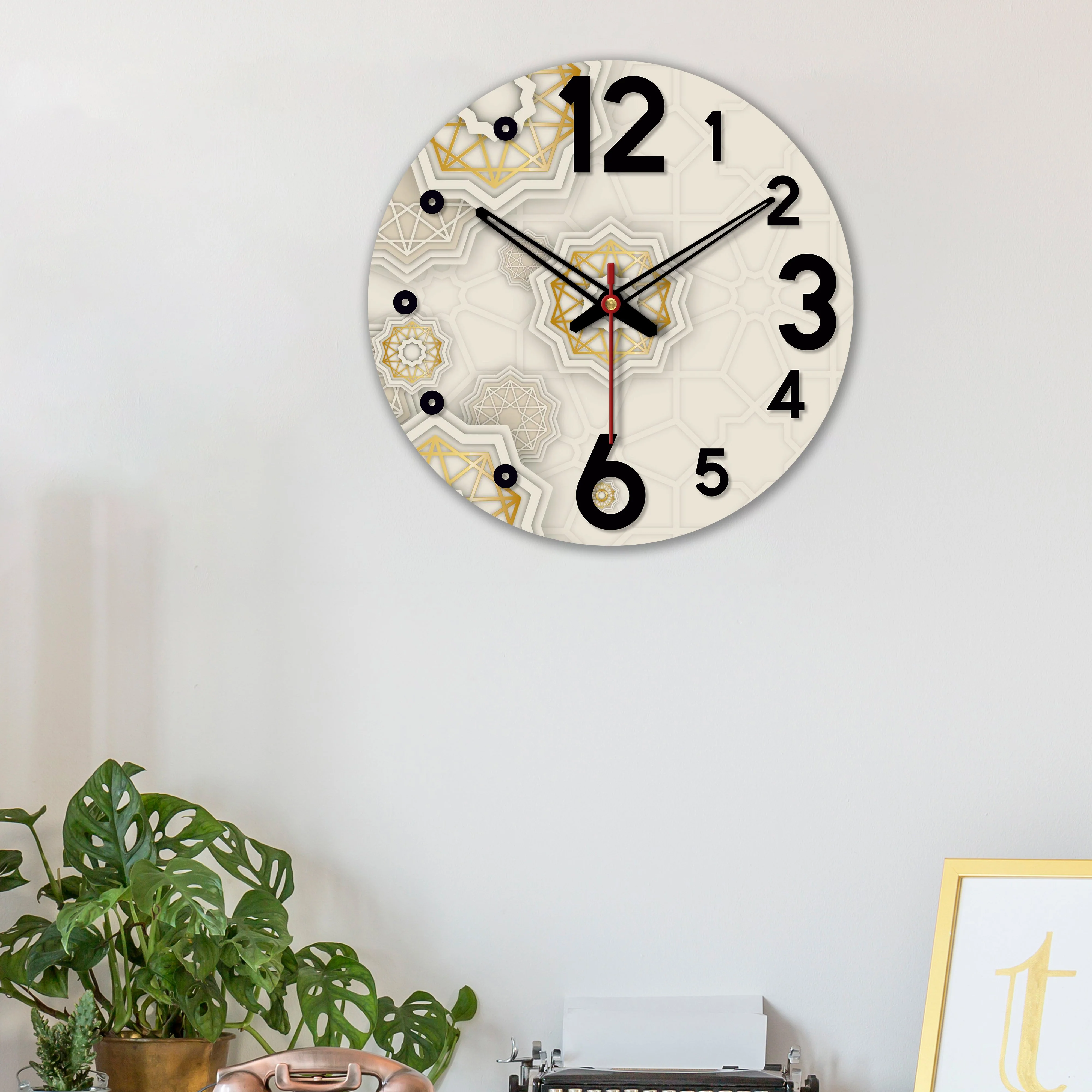 Kaleidoscope Pattern Wooden Wall Clock For Living Room - Image 2