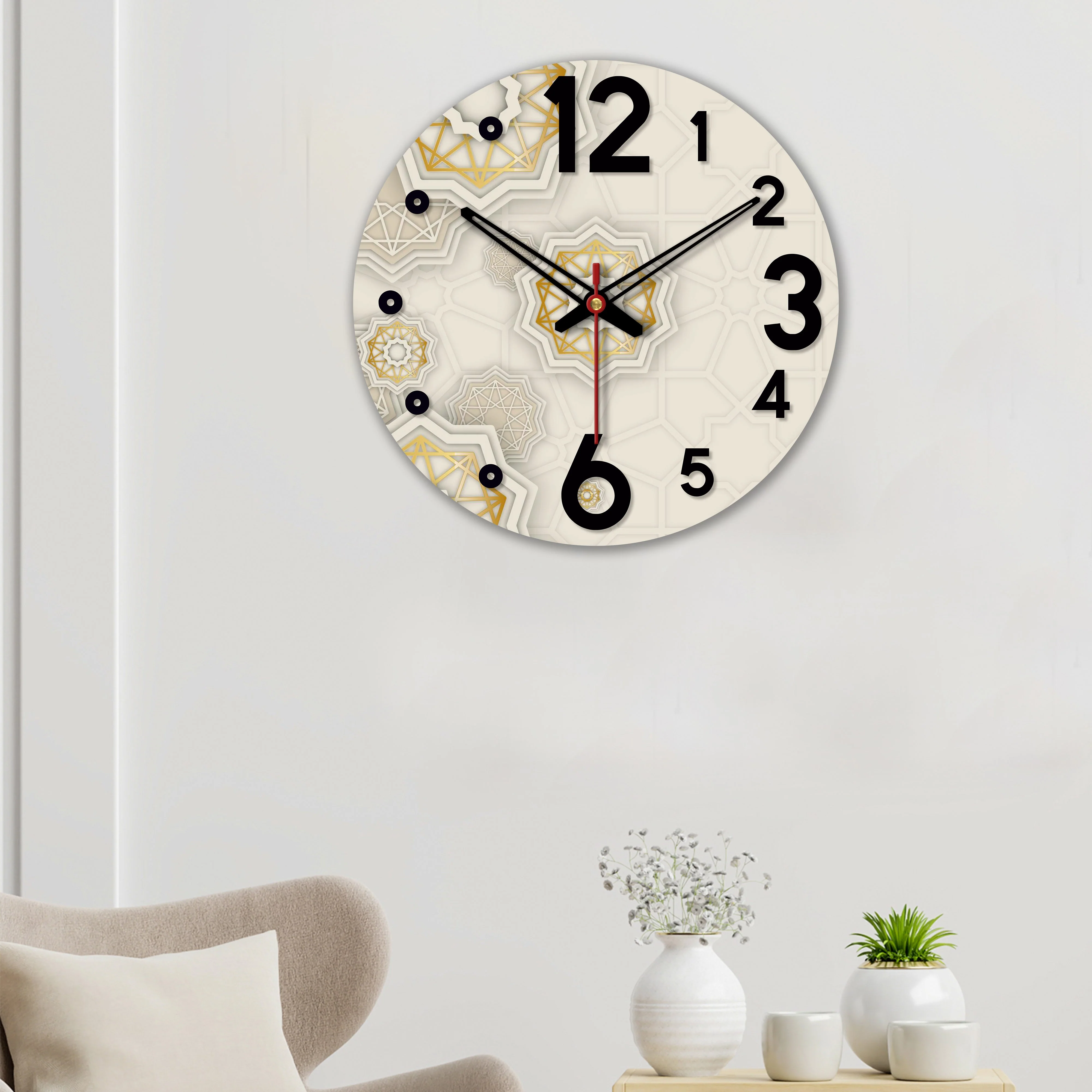 Kaleidoscope Pattern Wooden Wall Clock For Living Room - Image 3