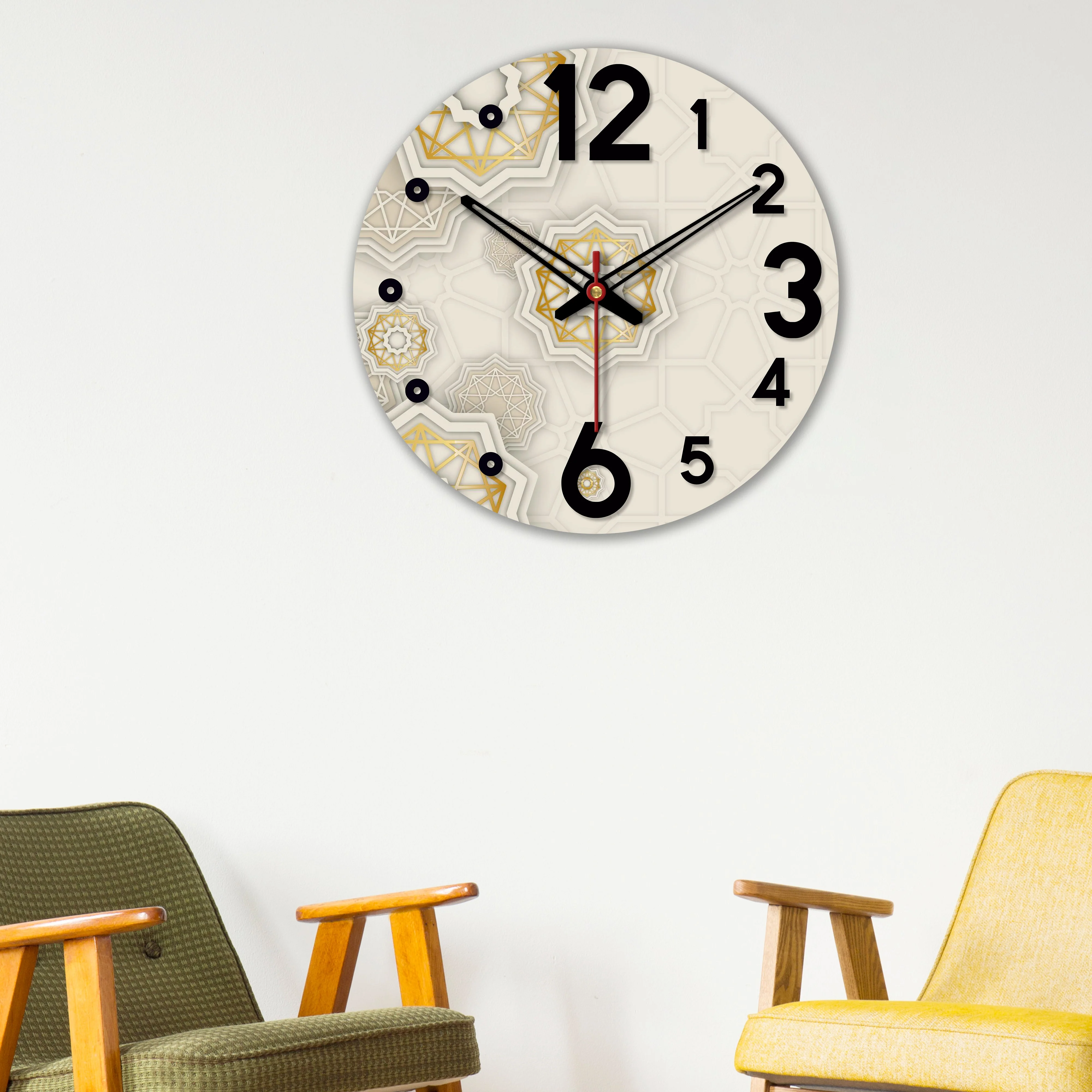 Kaleidoscope Pattern Wooden Wall Clock For Living Room - Image 4