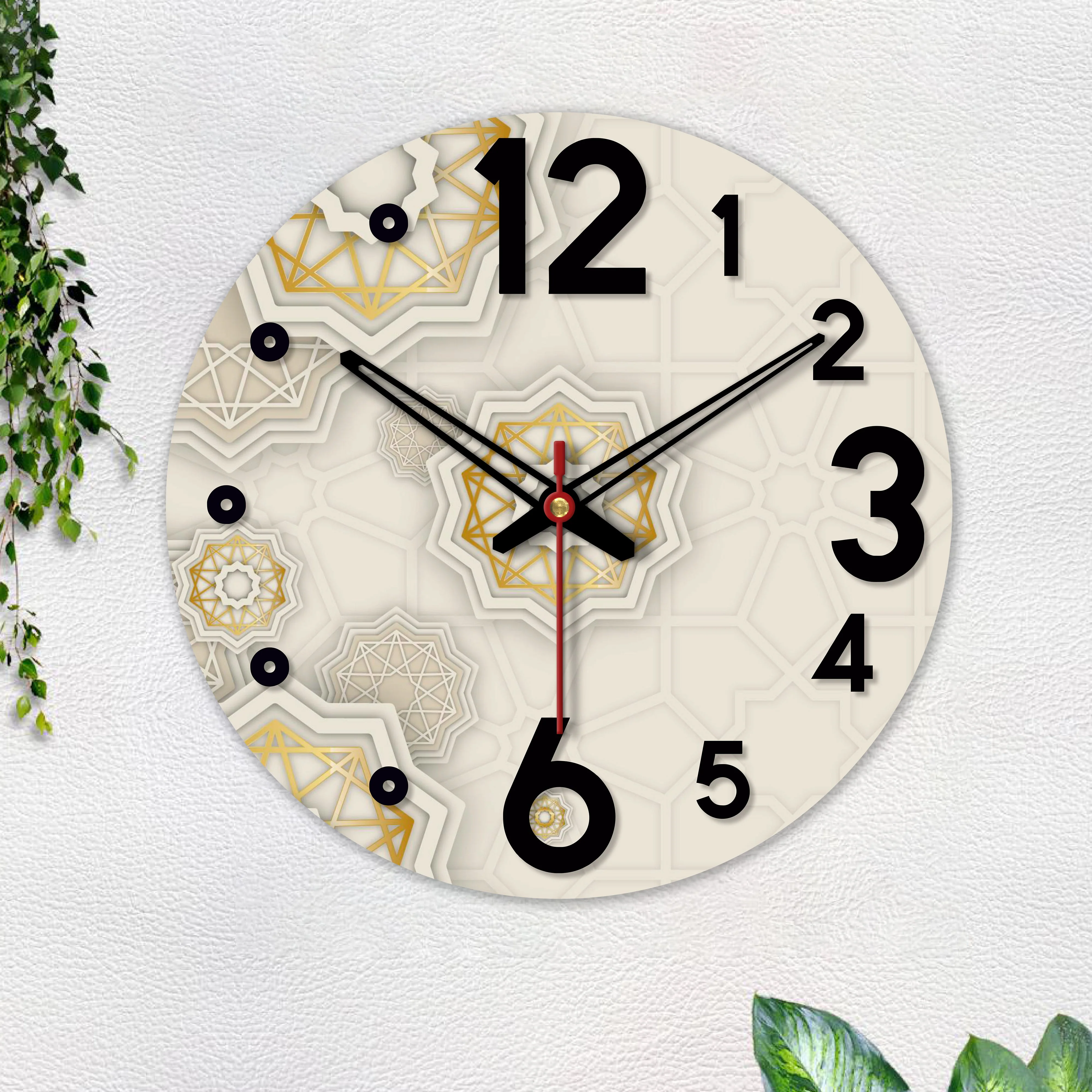 Kaleidoscope Pattern Wooden Wall Clock For Living Room - Image 5