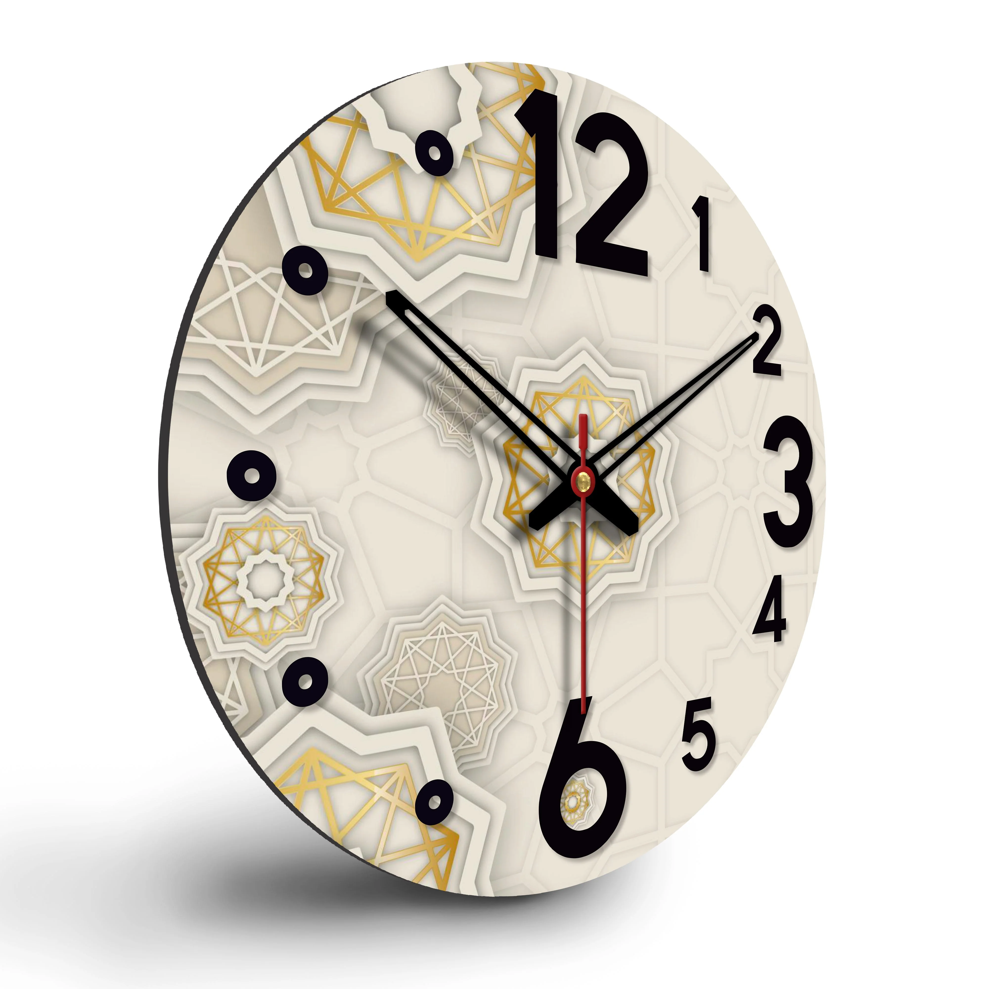 Kaleidoscope Pattern Wooden Wall Clock For Living Room - Image 6