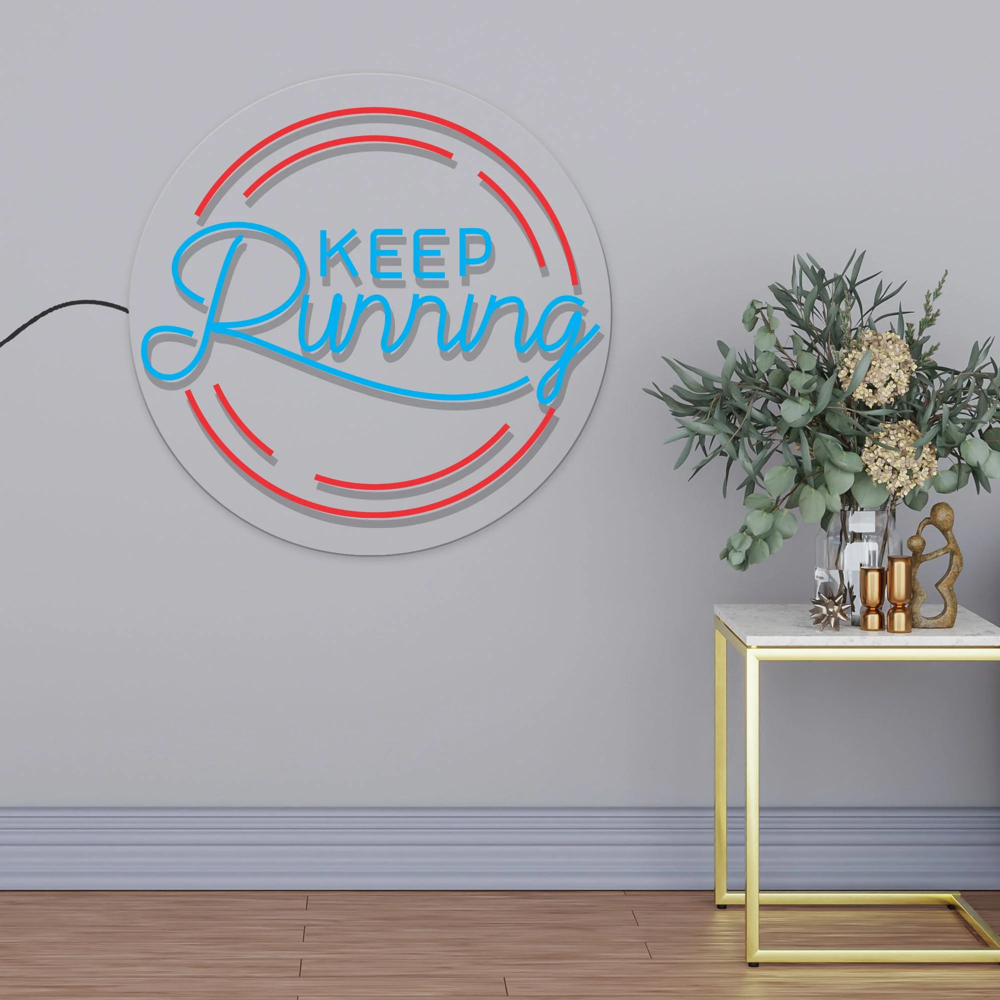 Keep Running Inspirational Text Neon Sign LED Light - Image 2