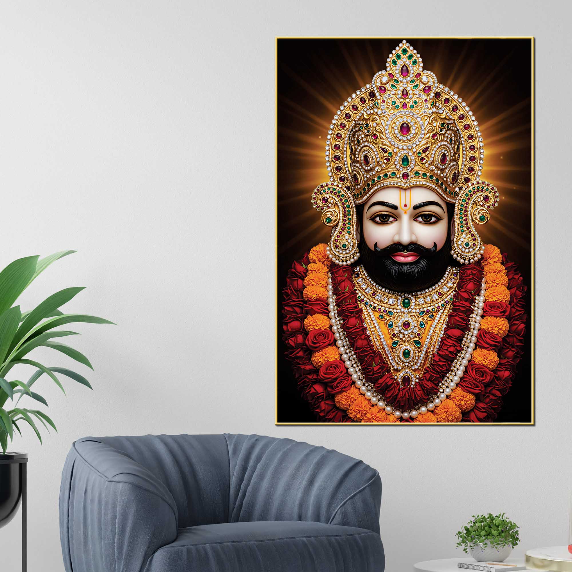 Khatu Shyam Ji Sacred Devotional Canvas Wall Painting | Spiritual Home Decor - Image 2