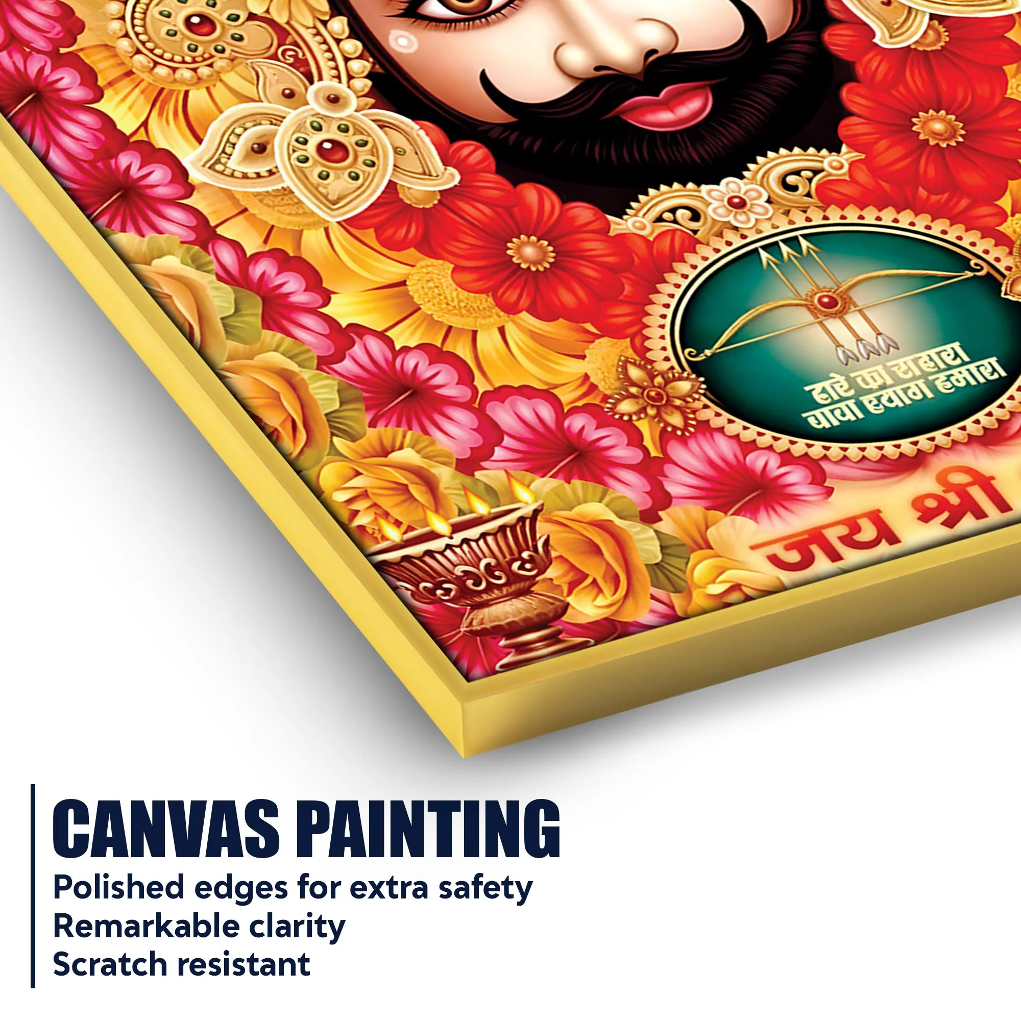 Khatu Shyam Ji Traditional Devotional Canvas Wall Painting | Hindu Wall Art - Image 4