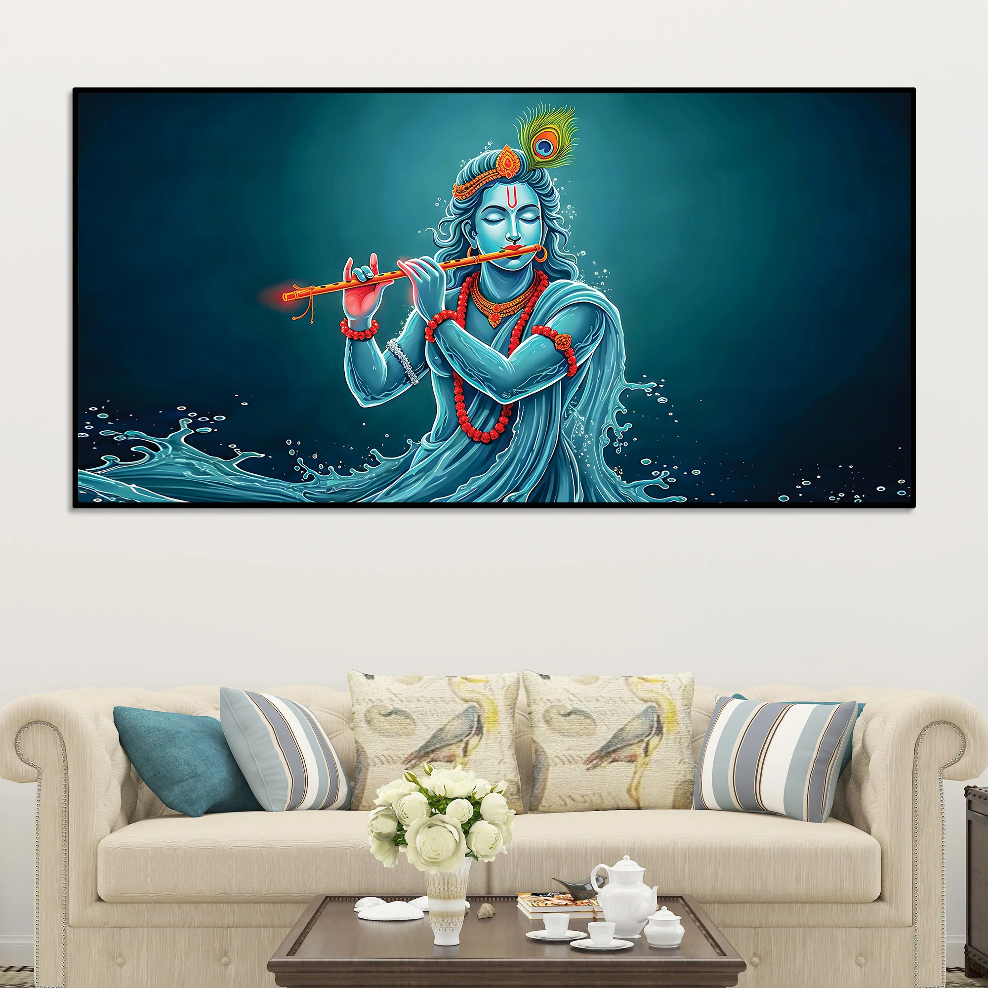 Krishna Flute Elegant Canvas Wall Painting for Wall Decoration - Image 2