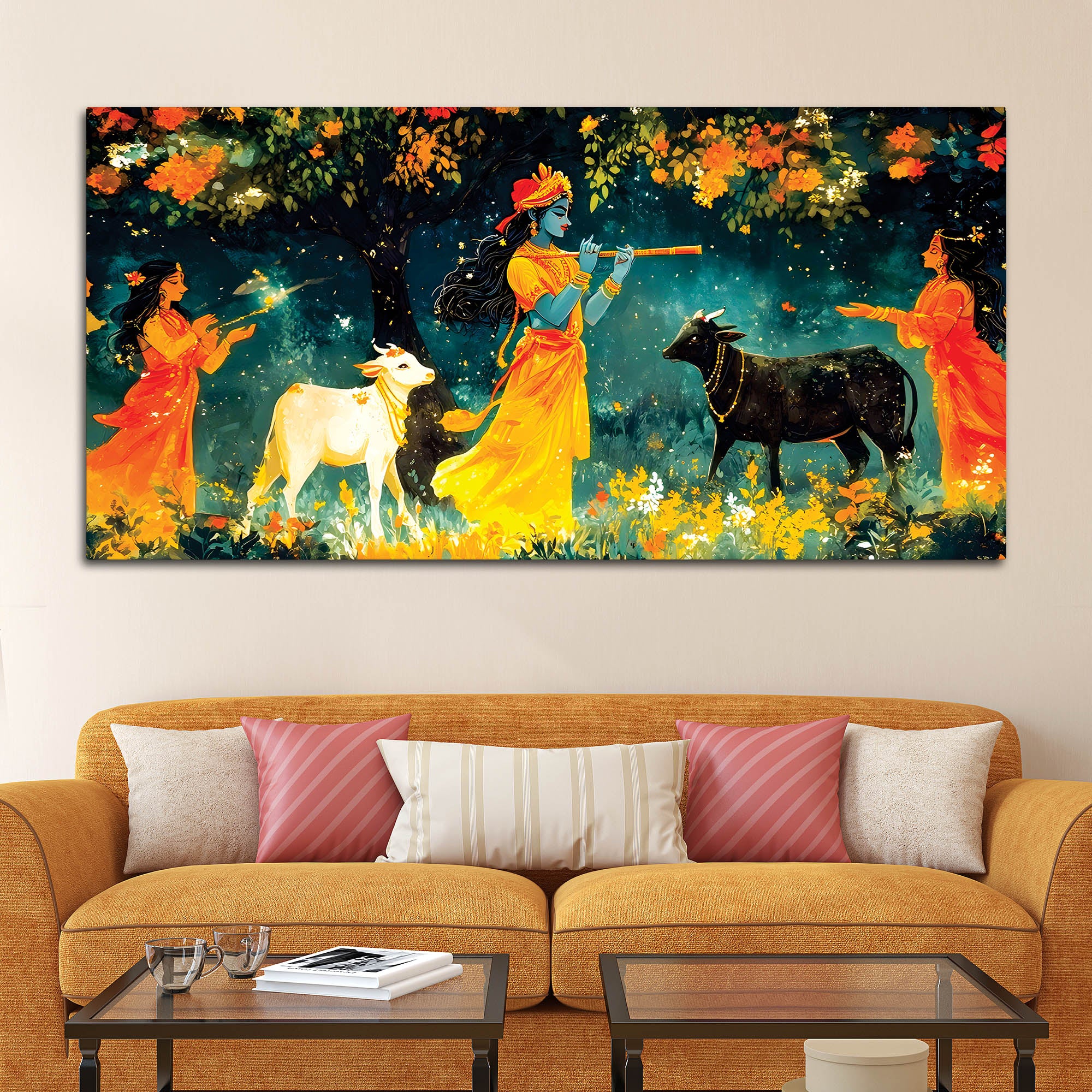 Krishna Gopi Devotional Painting - Image 3