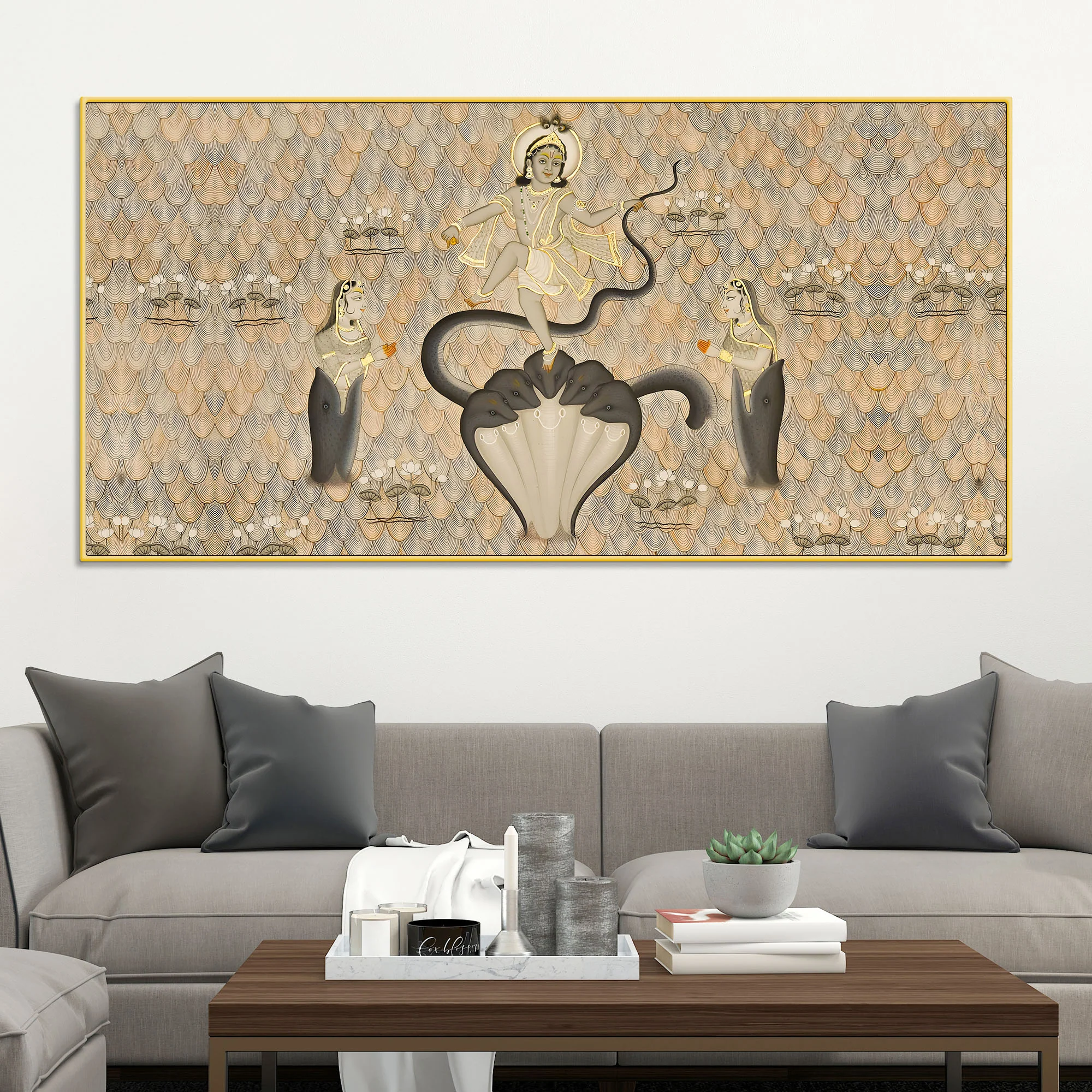 Krishna Kaliya Naag Leela Canvas Wall Painting – Lord Krishna Art - Image 2