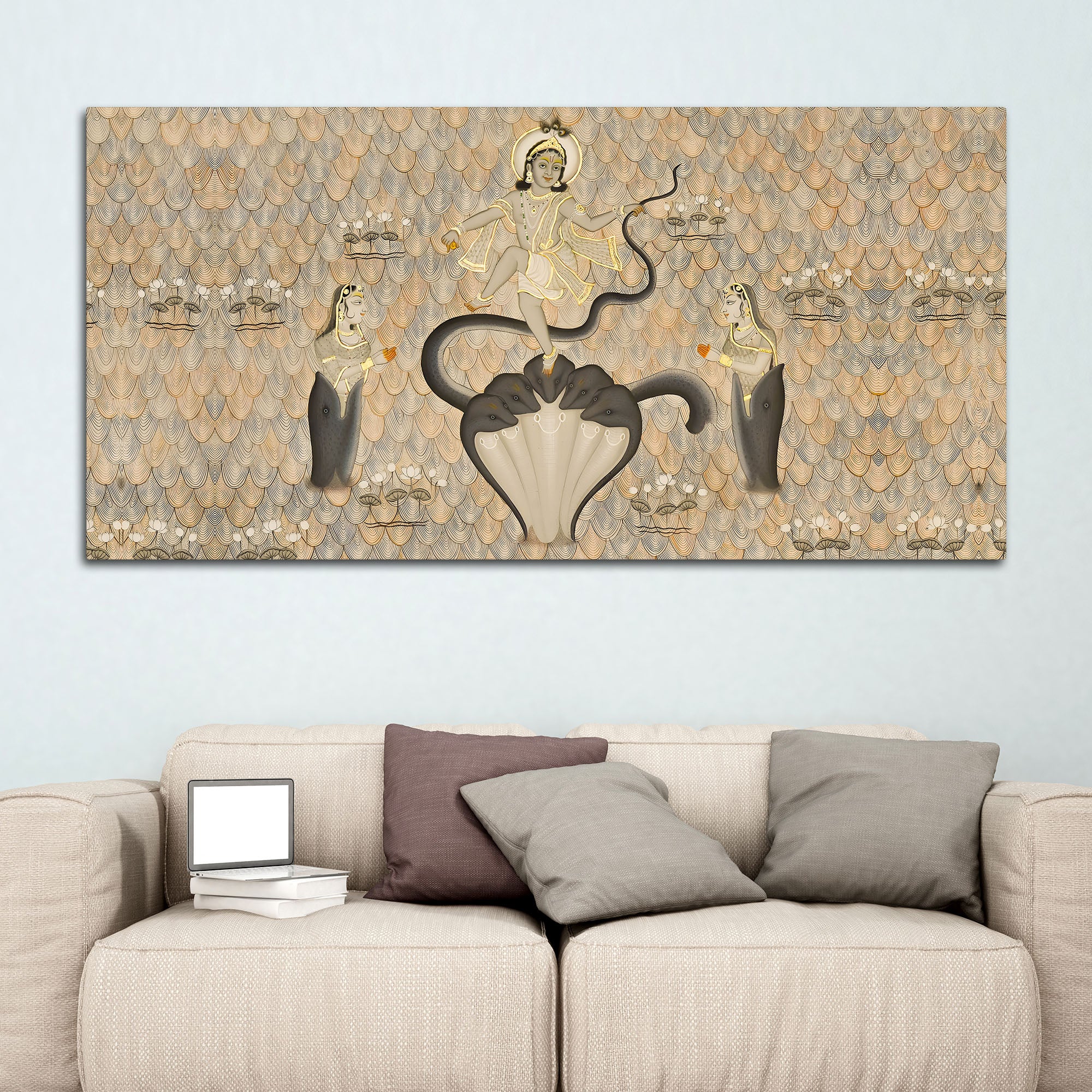 Krishna Kaliya Naag Leela Canvas Wall Painting – Lord Krishna Art - Image 3