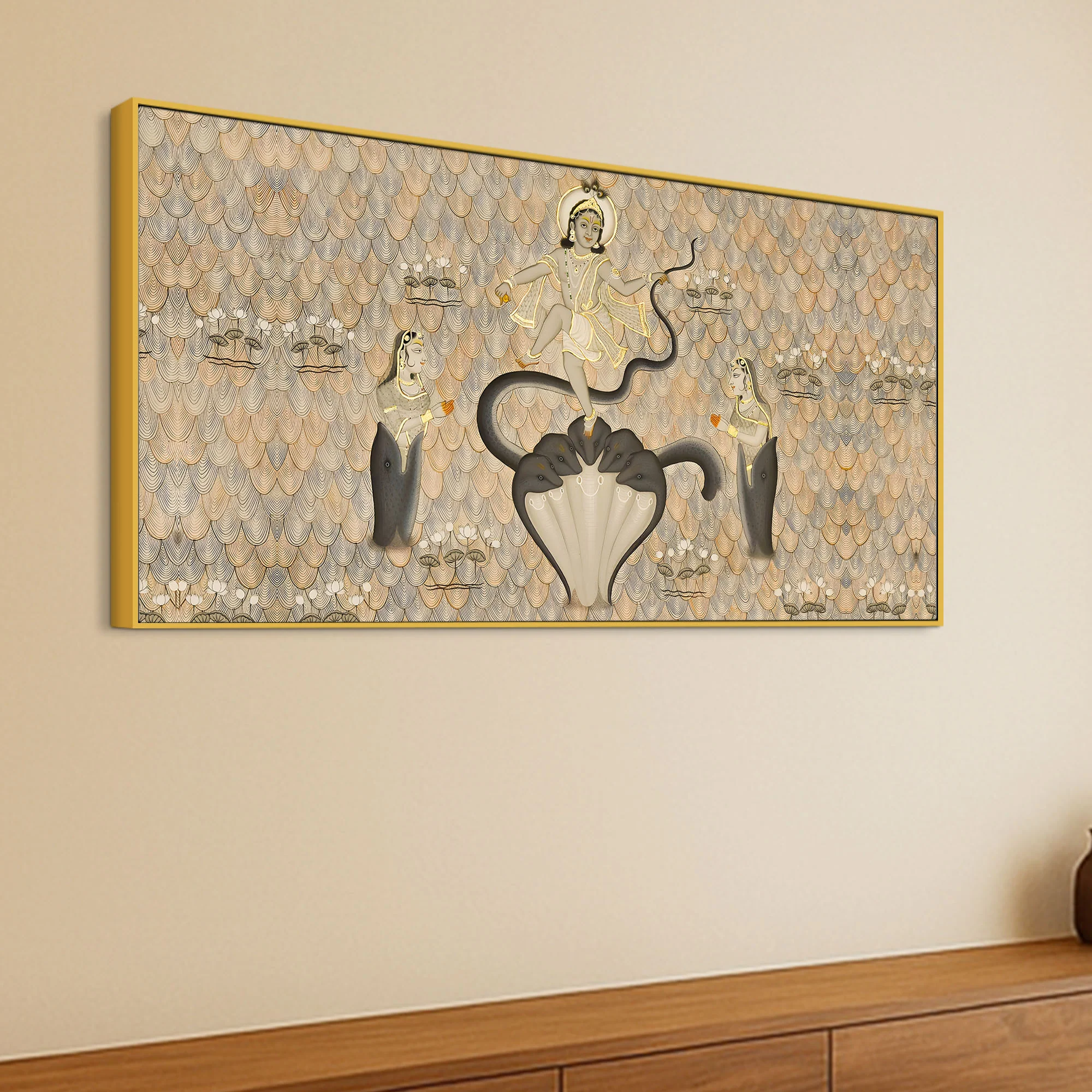 Krishna Kaliya Naag Leela Canvas Wall Painting – Lord Krishna Art - Image 5