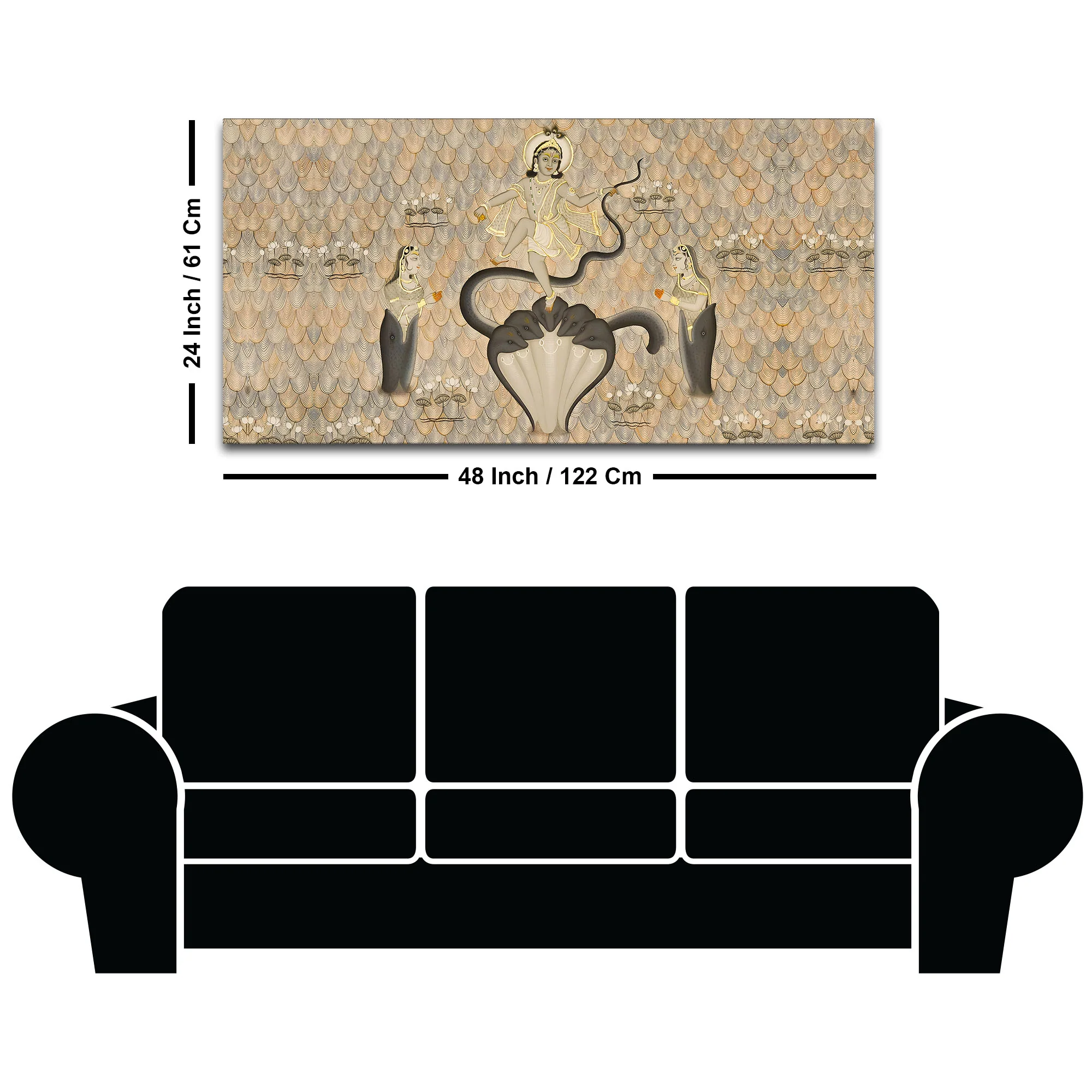 Krishna Kaliya Naag Leela Canvas Wall Painting – Lord Krishna Art - Image 8