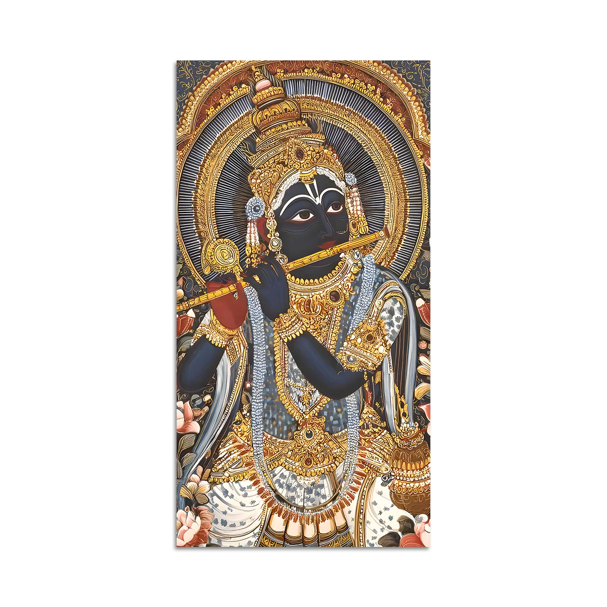 Krishna Playing Flute Canvas Wall Painting | Spiritual Home Decor - Image 4