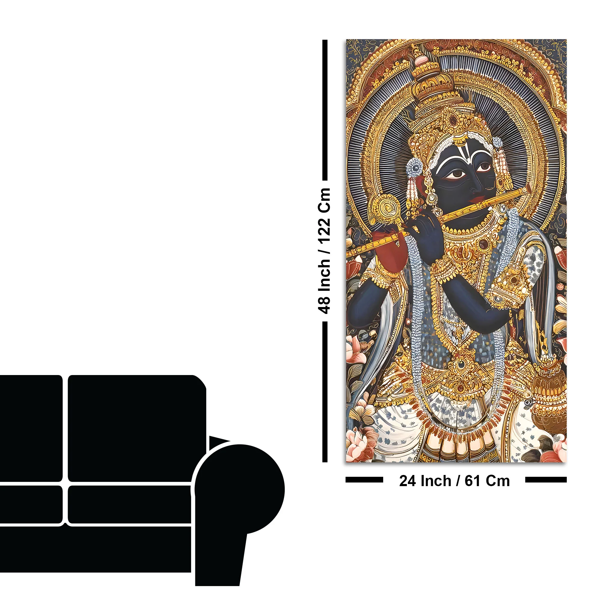 Krishna Playing Flute Canvas Wall Painting | Spiritual Home Decor - Image 8