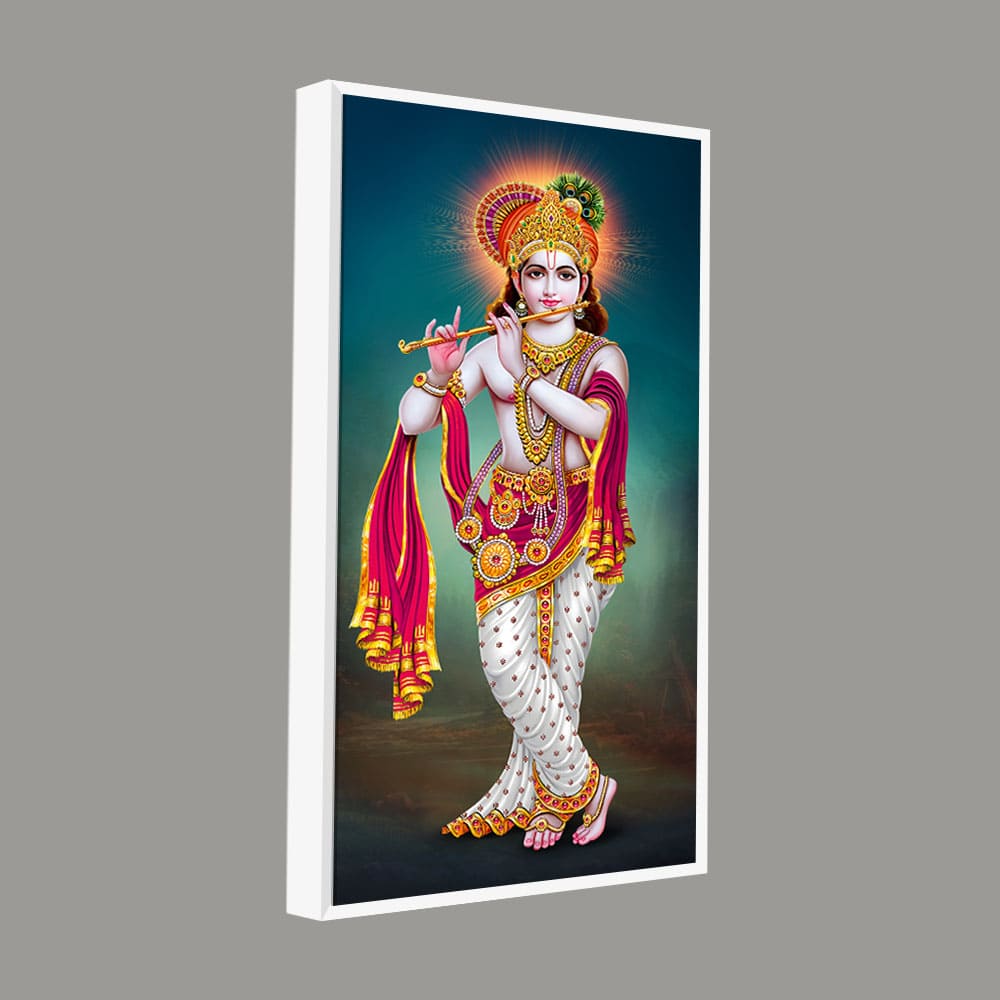 Krishna Playing Flute Hand Premium Canvas Wall Painting - Image 5