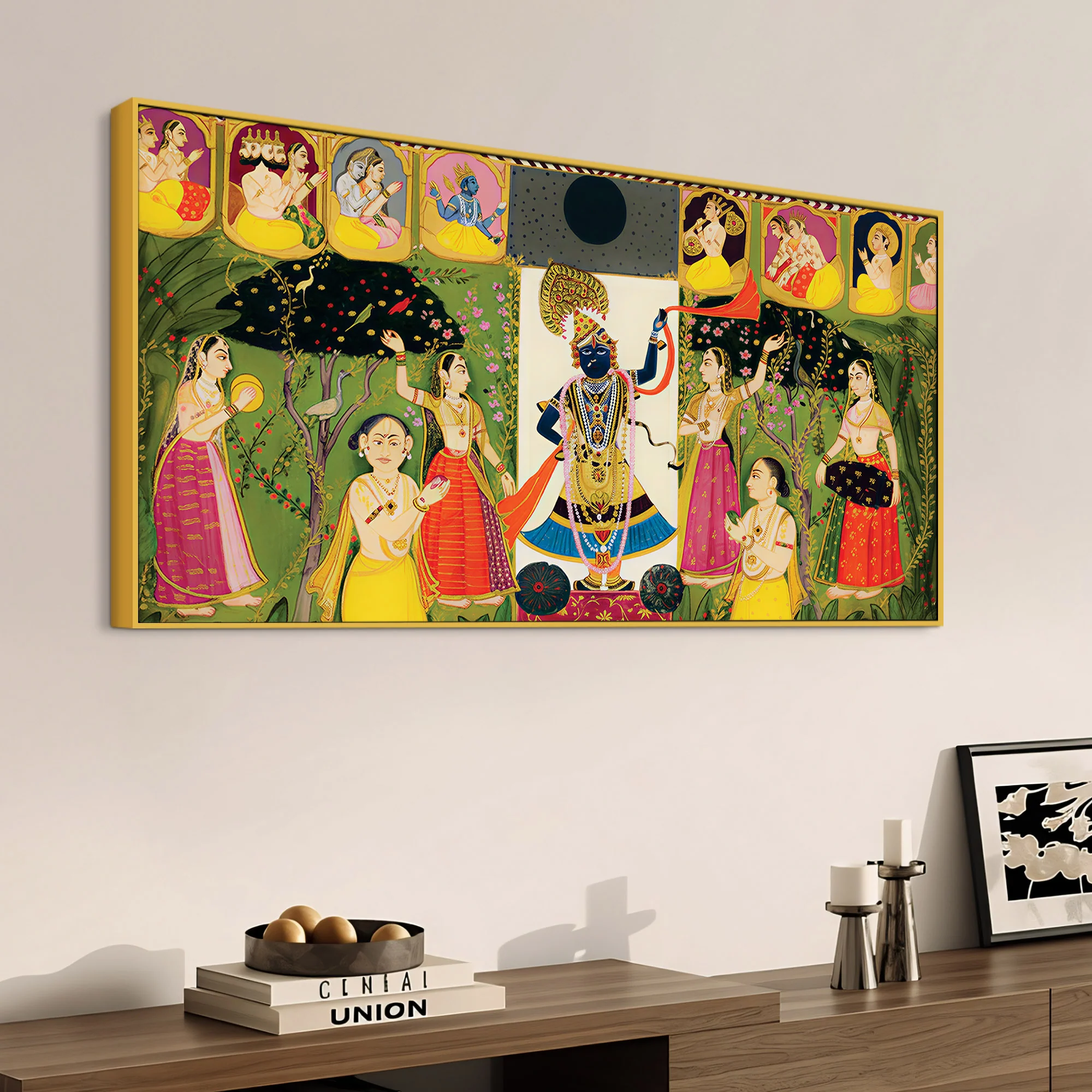 Krishna Raas Leela Painting with Gopis Pichwai Art Painting - Image 4