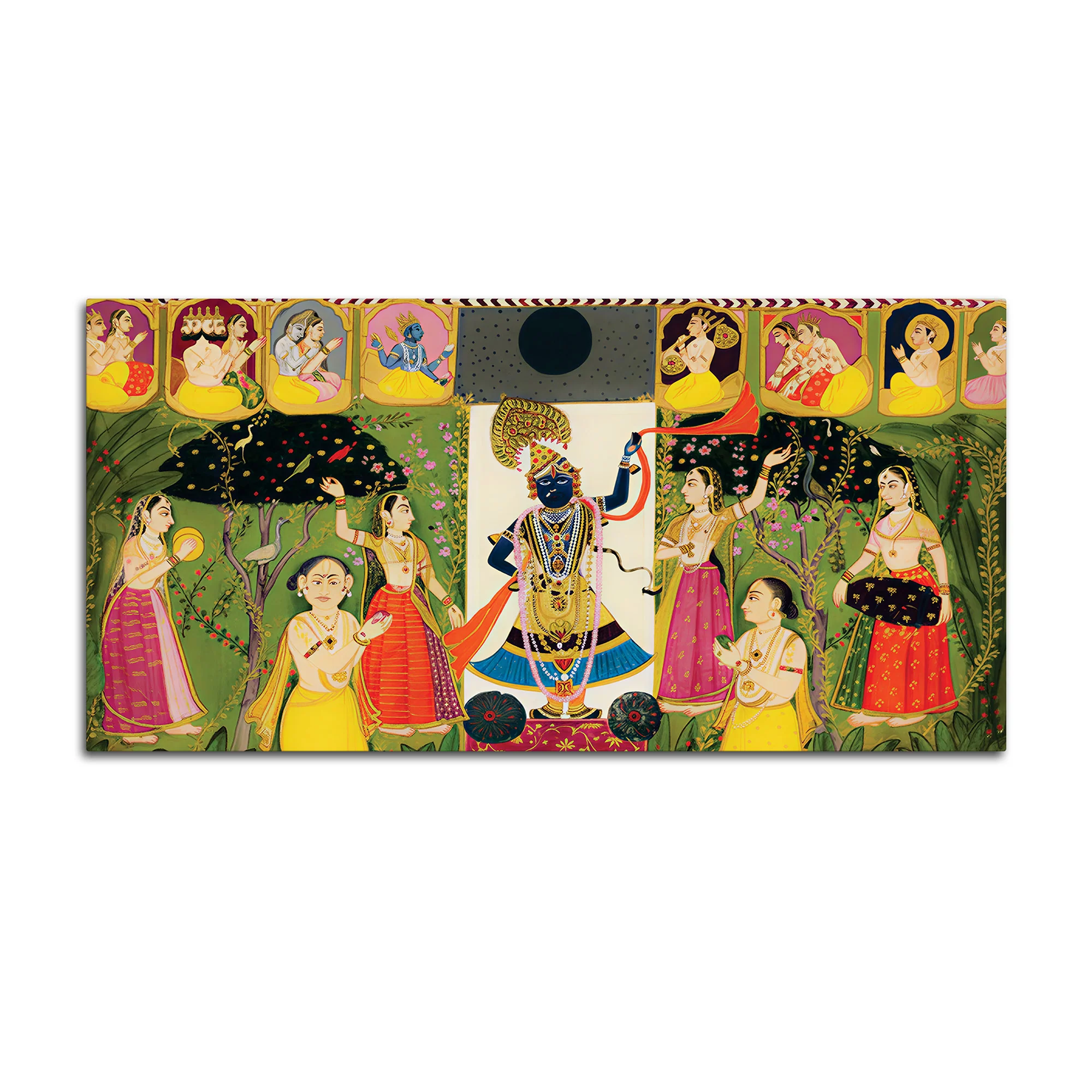 Krishna Raas Leela Painting with Gopis Pichwai Art Painting - Image 7