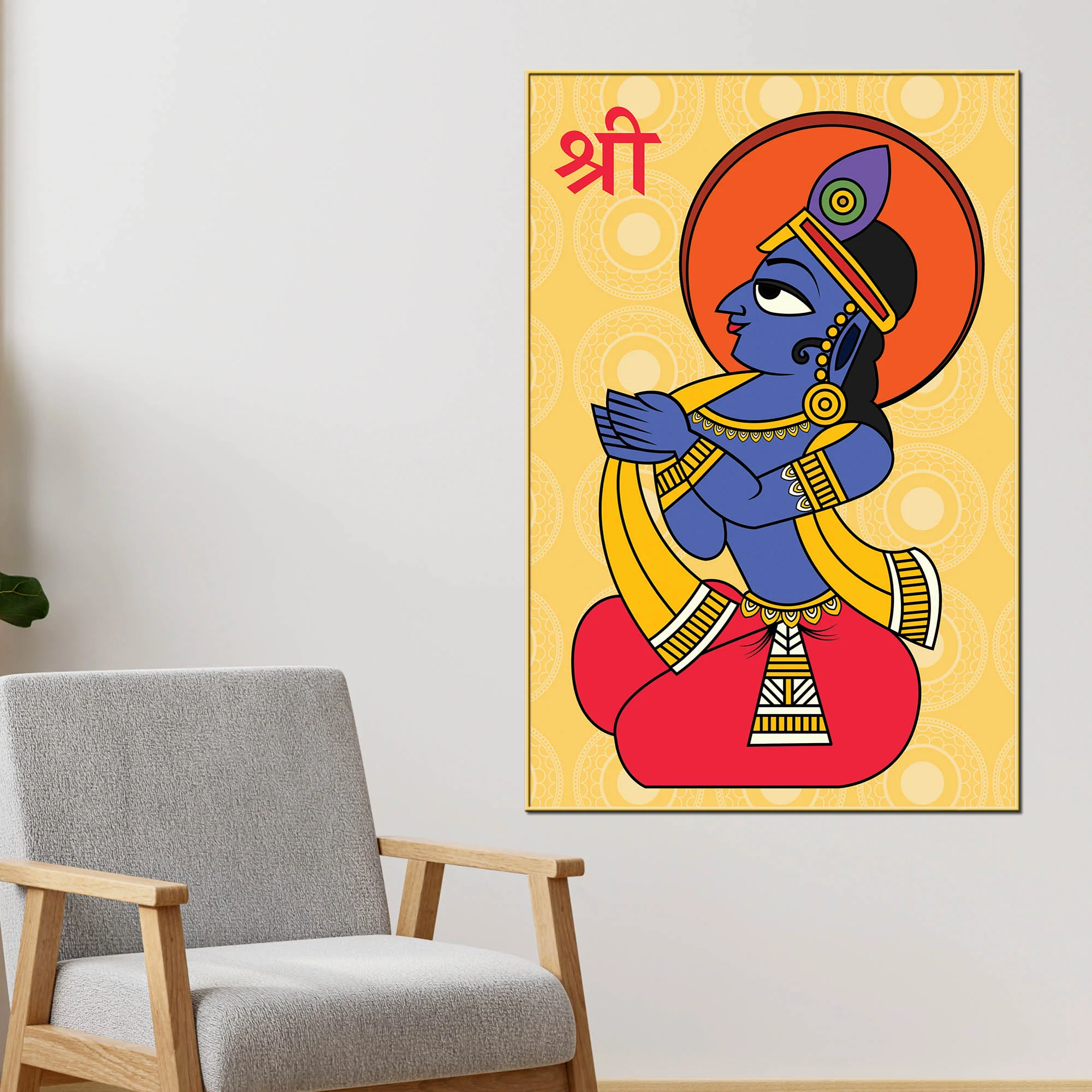 Krishna Religious Canvas Painting | Hindu Spiritual Wall Art - Image 2