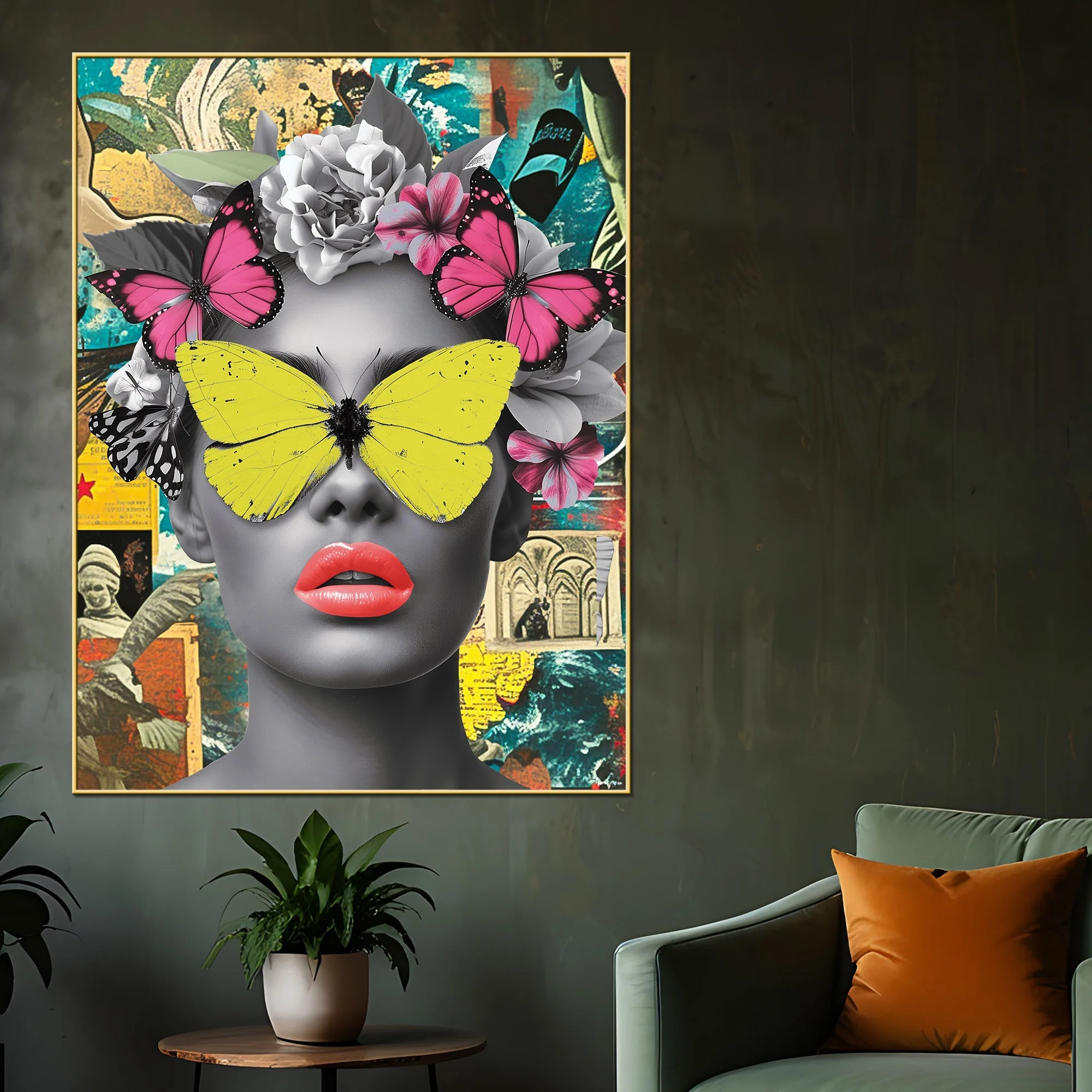 Lady Floral Beauty Cotton Canvas Wall Painting - Image 2