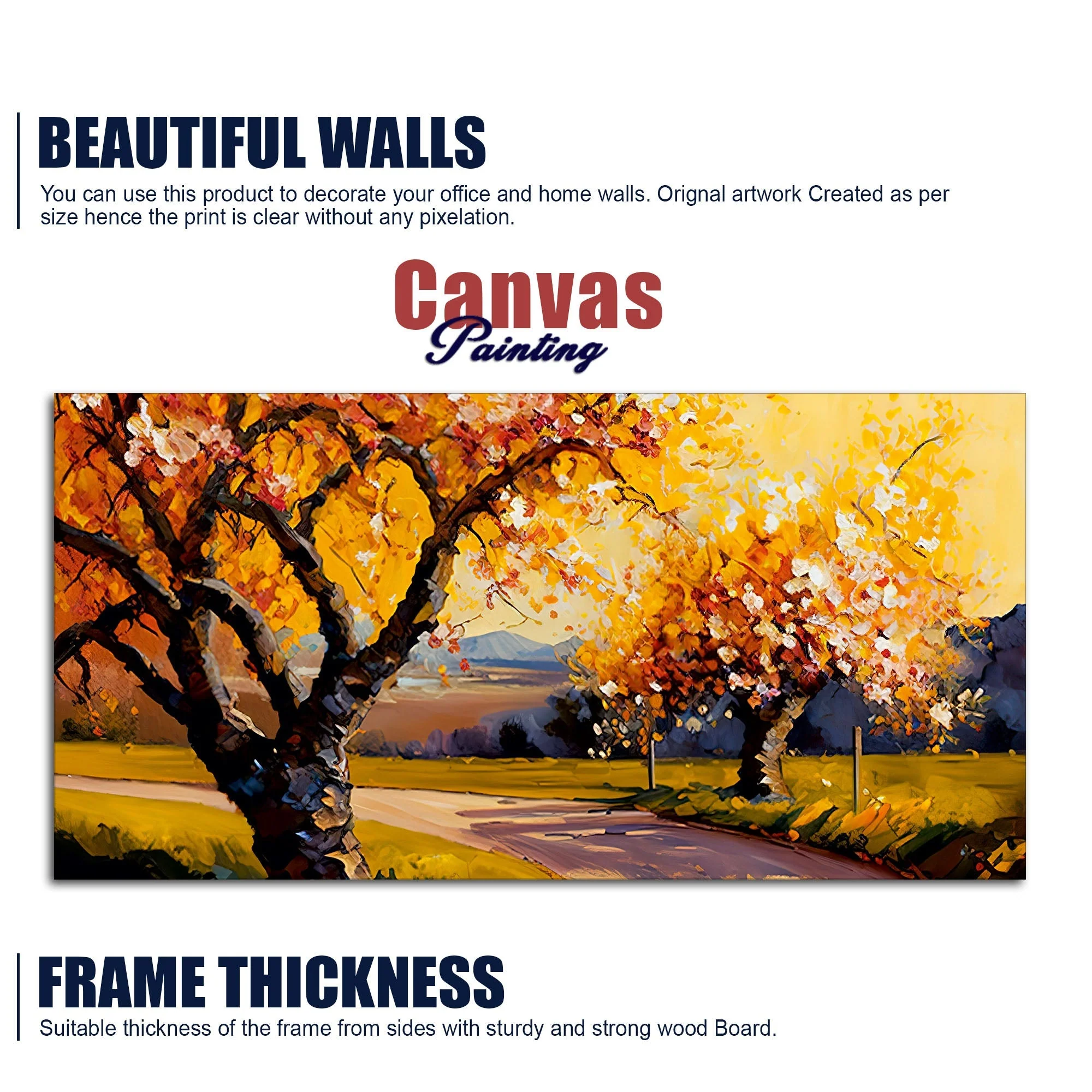 Landscape Canvas Wall Painting of Autumn Beautiful Tree - Image 6