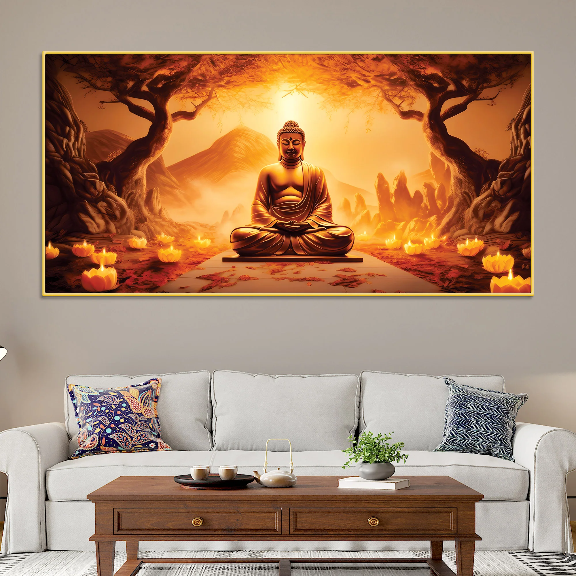 Large Buddha Wall Painting – Elegant Living Room Decor - Image 2