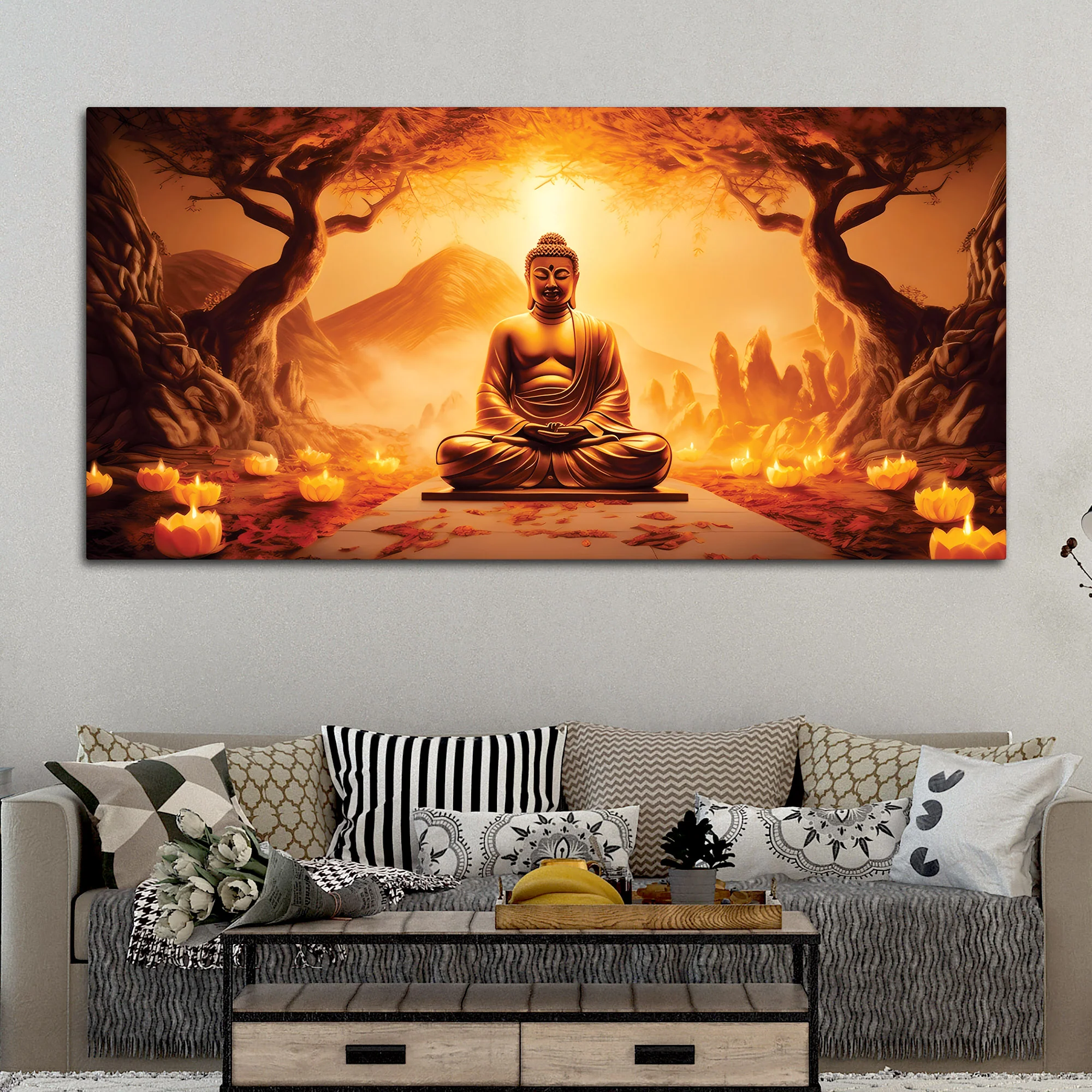 Large Buddha Wall Painting – Elegant Living Room Decor - Image 3