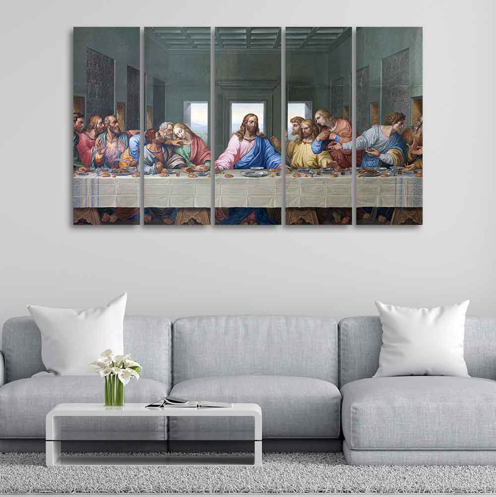 Last supper of Jesus 5 Pieces Canvas Wall Painting - Image 2