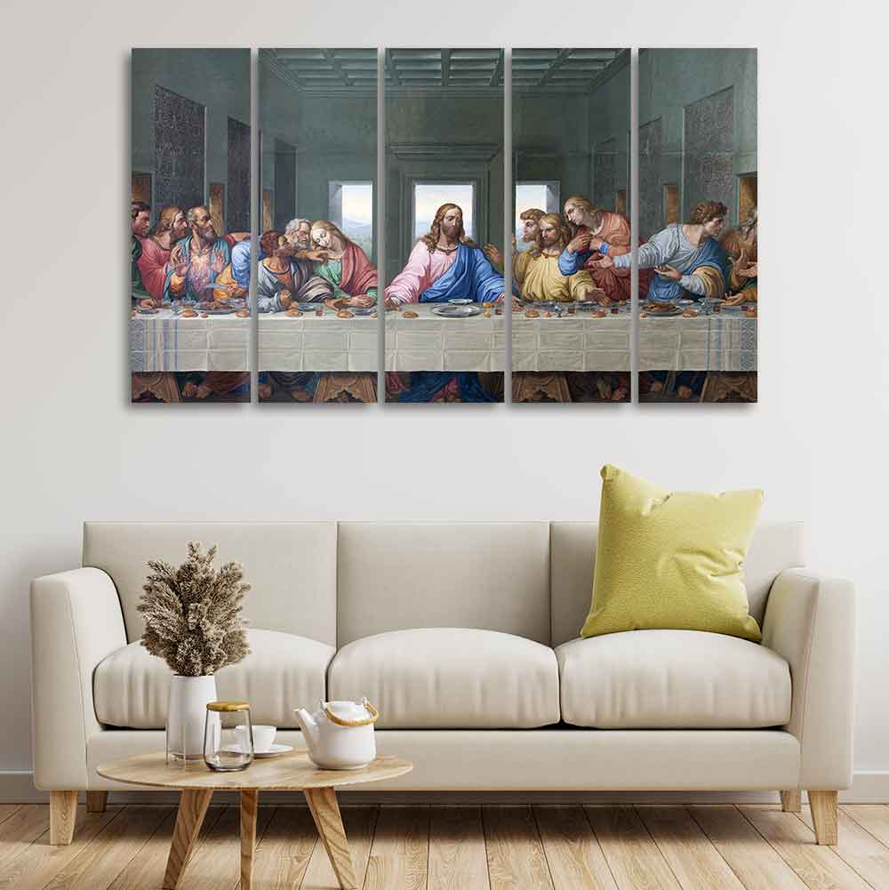 Last supper of Jesus 5 Pieces Canvas Wall Painting - Image 3